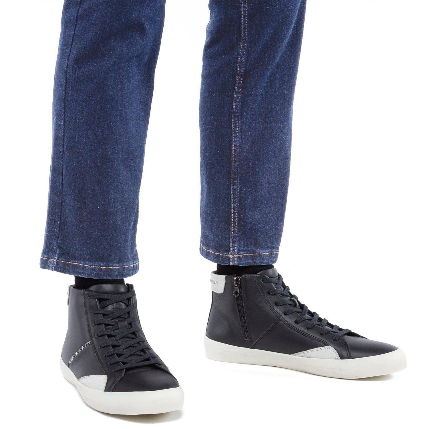 Zapatilla Caña Alta de cuero hombre Guante negro Rocha-1