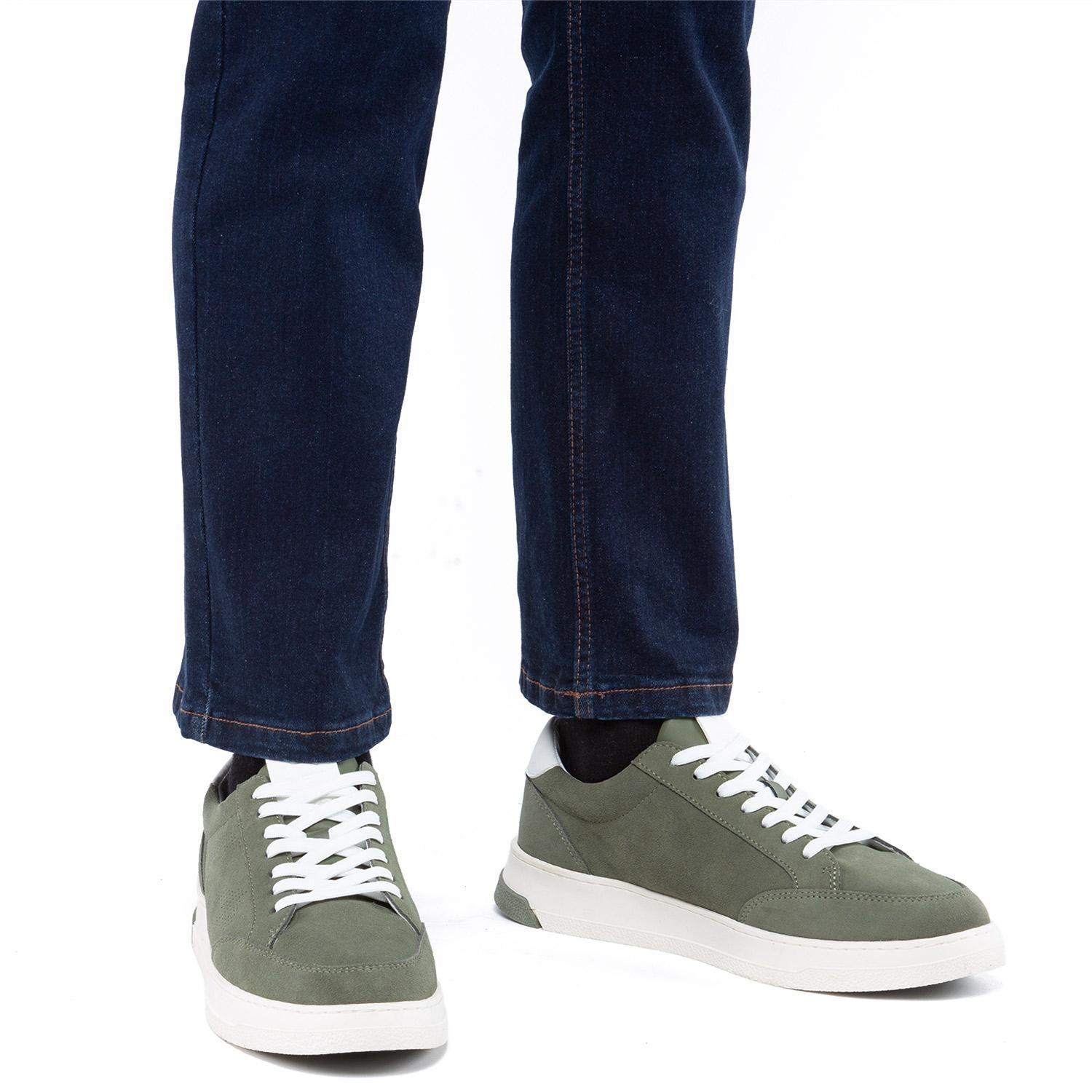 Zapatilla de cuero hombre Guante olivo Oslo-1