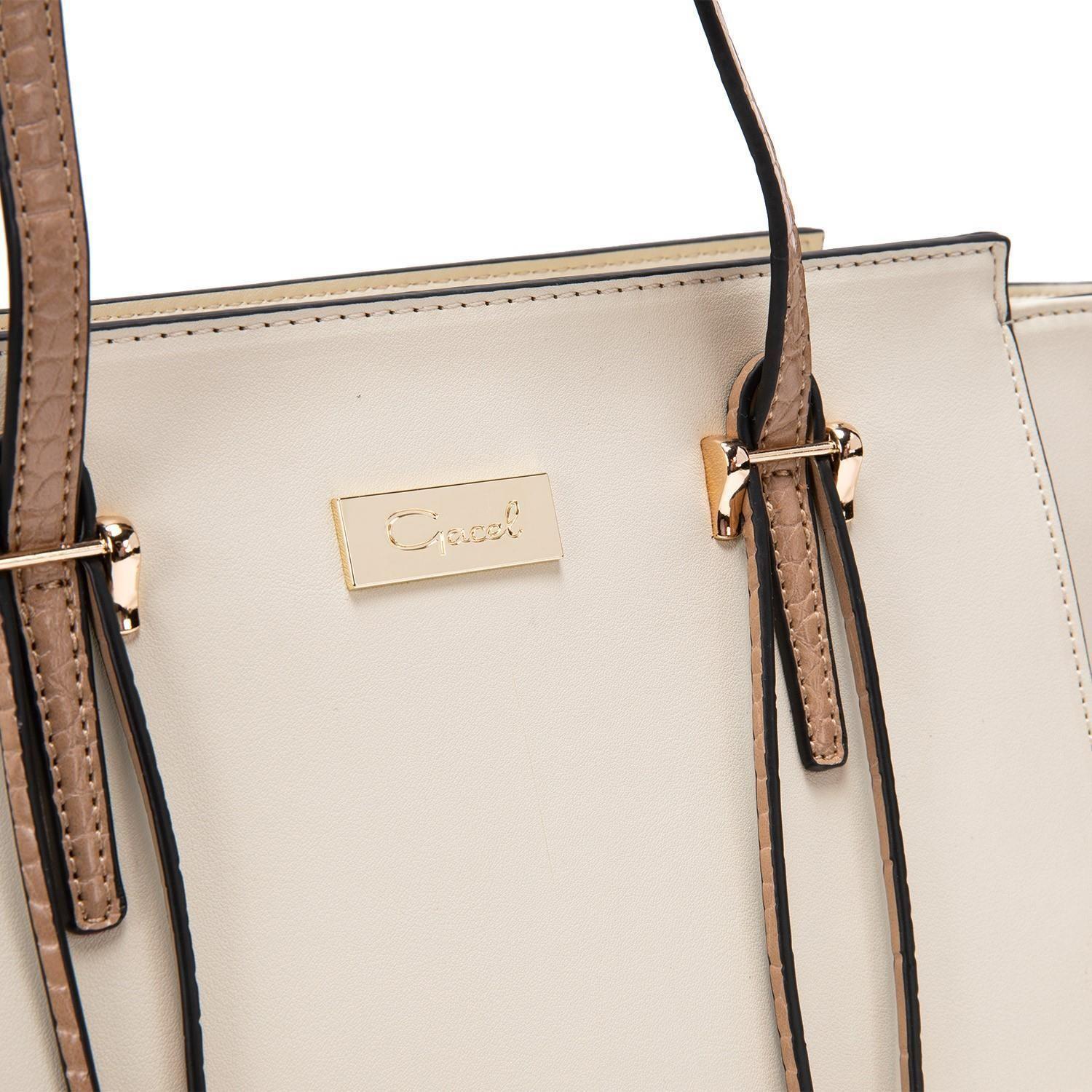 Cartera  Shopping  Gacel  Off White  Car2840-4