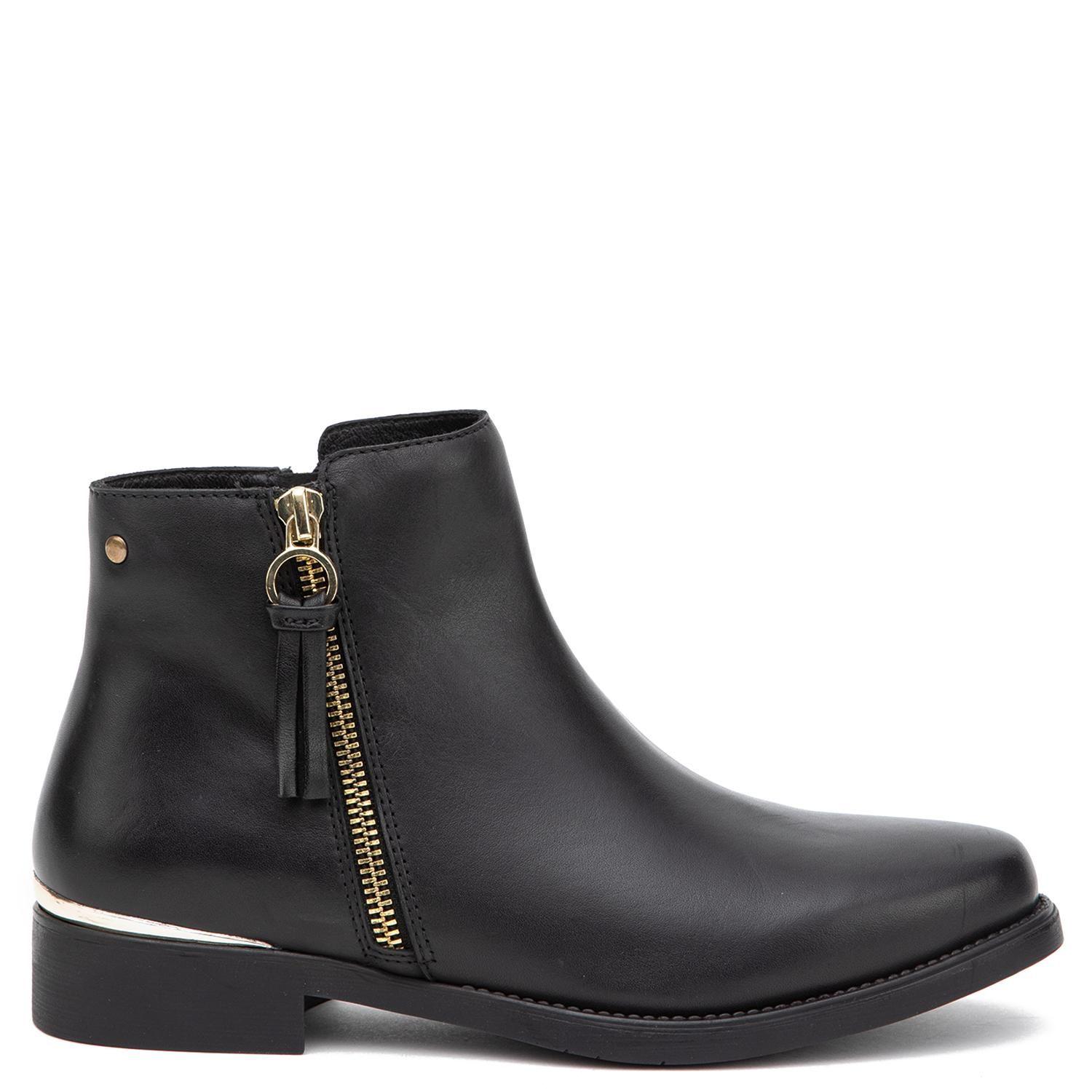 Botin de cuero mujer Gacel negro Hortencia-0