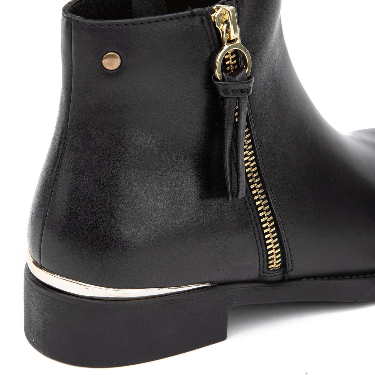 Botin de cuero mujer Gacel negro Hortencia-3