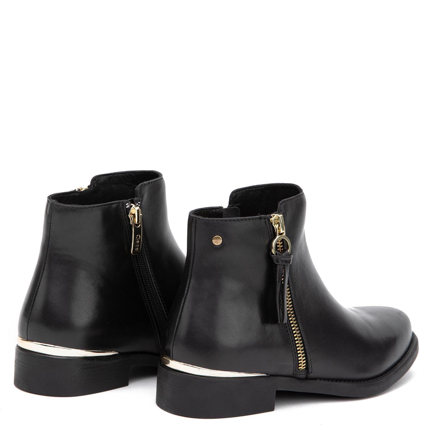 Botin de cuero mujer Gacel negro Hortencia-4