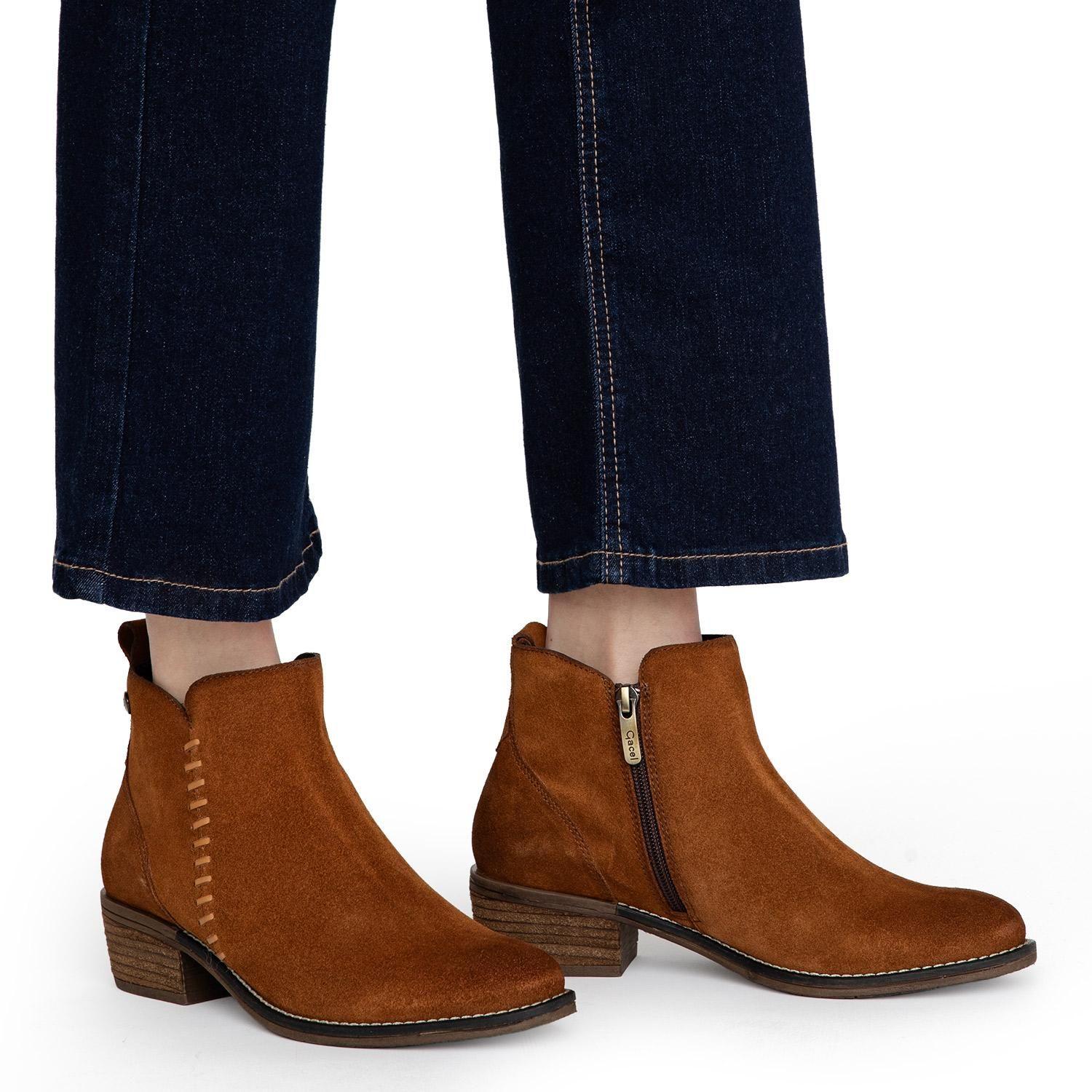 Botin de cuero mujer Gacel tostado Gina-1