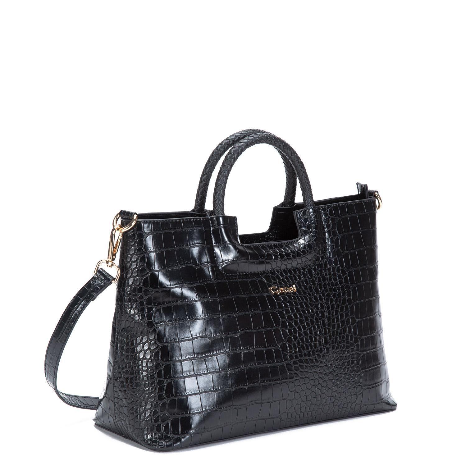 Cartera  Dos Asas Mediana  Gacel  Negro  Car3200-2