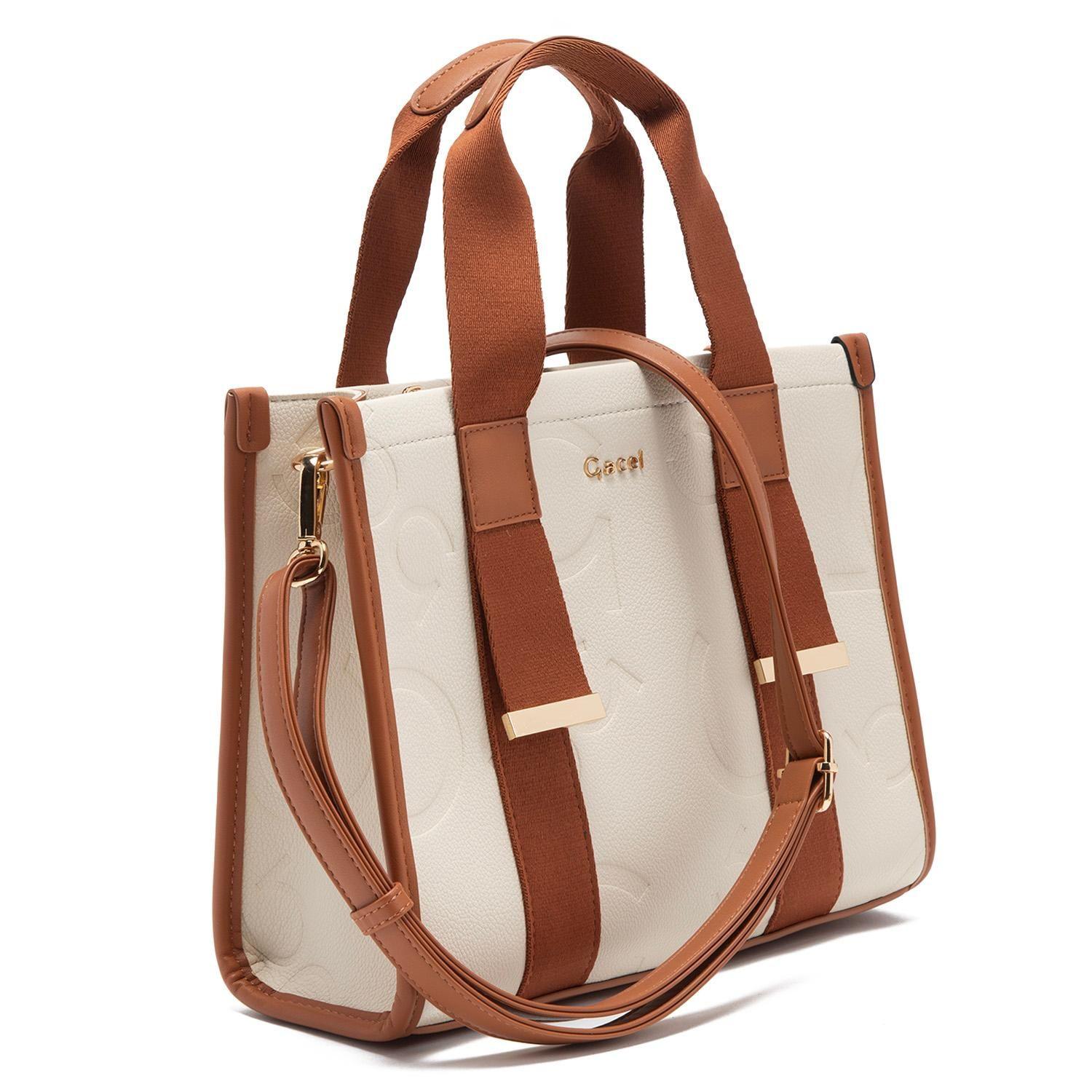 Cartera  Dos Asas Mediana  Gacel  Off White  Car3334-2