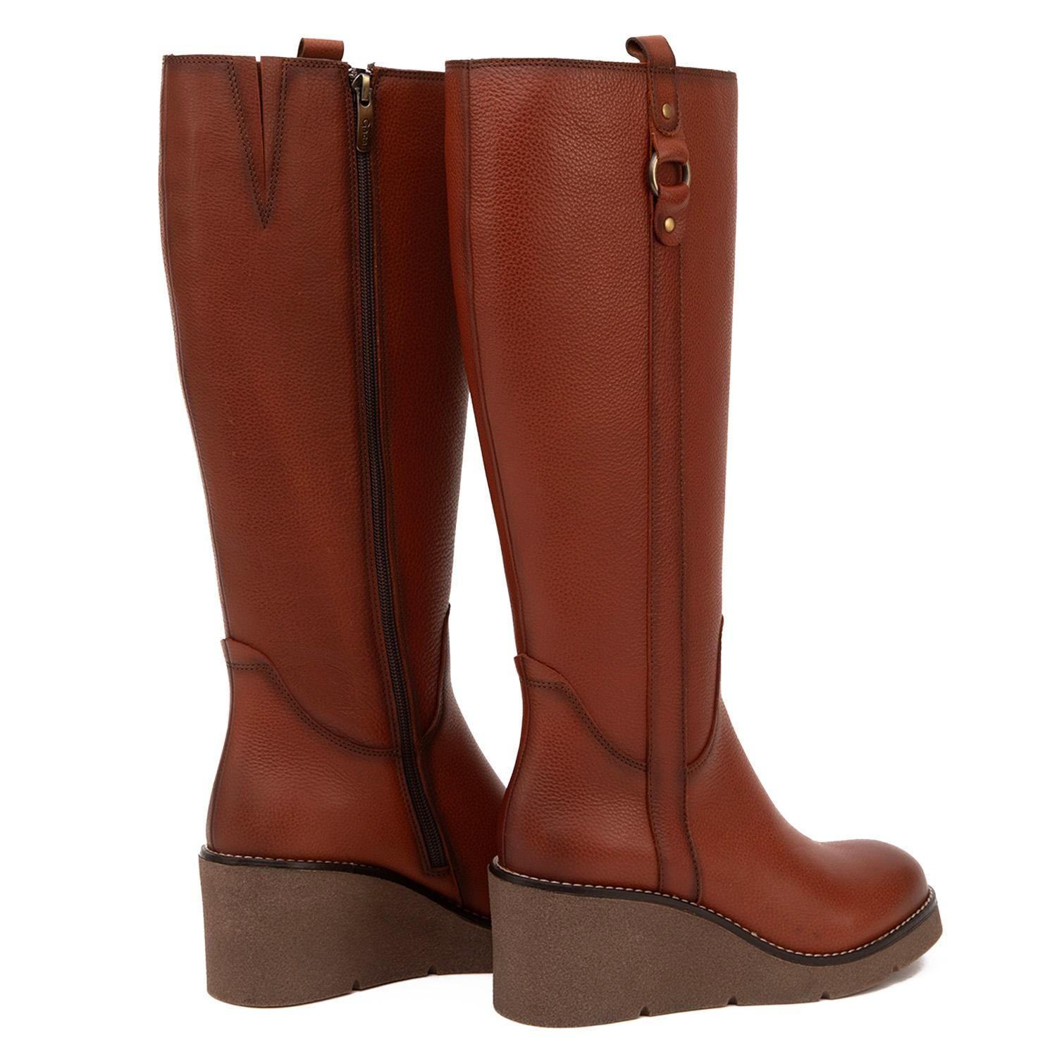 Bota de cuero mujer Gacel tostado Ledy-4