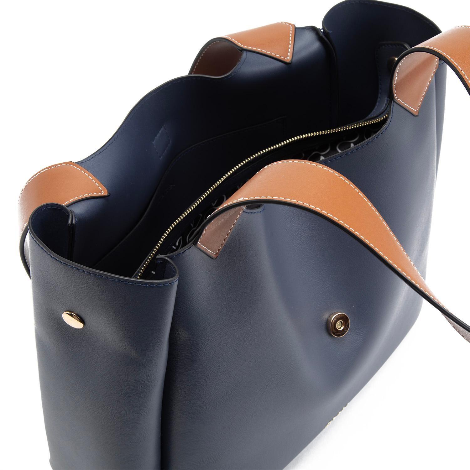 Cartera  Dos Asas Grande  Gacel  Marino  Car3307-4