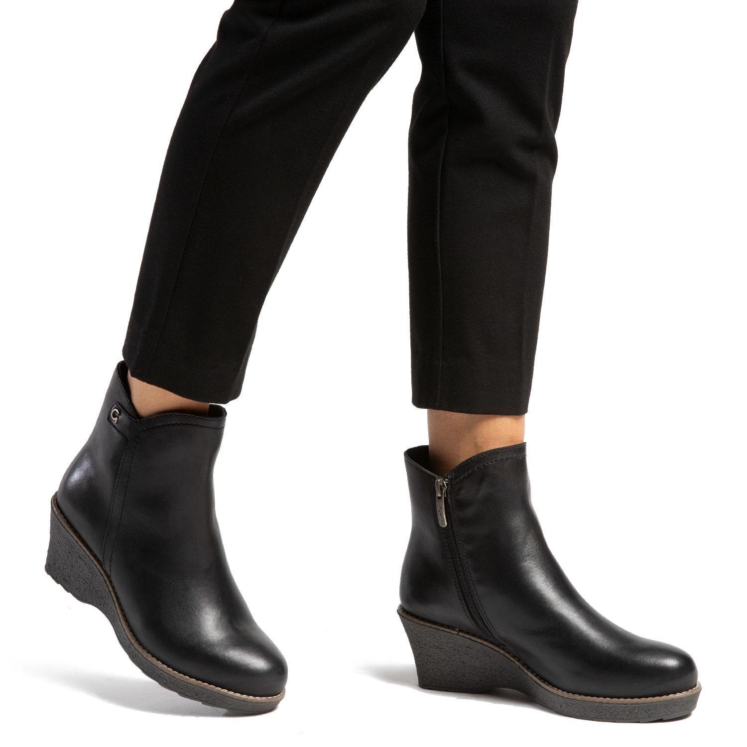 Botin de cuero mujer Gacel negro Leda-1