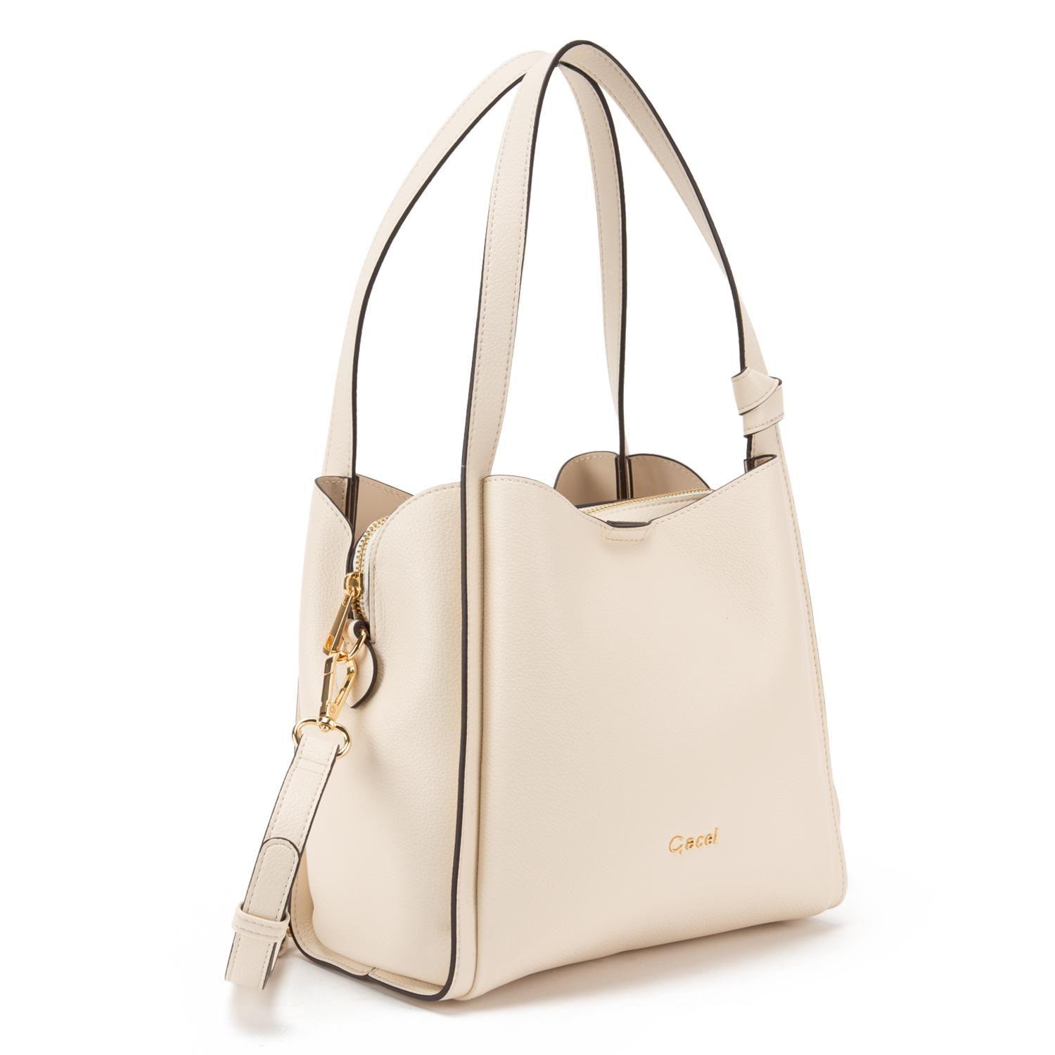 Cartera  Dos Asas Pequeña  Gacel  Off White  Car3348-2