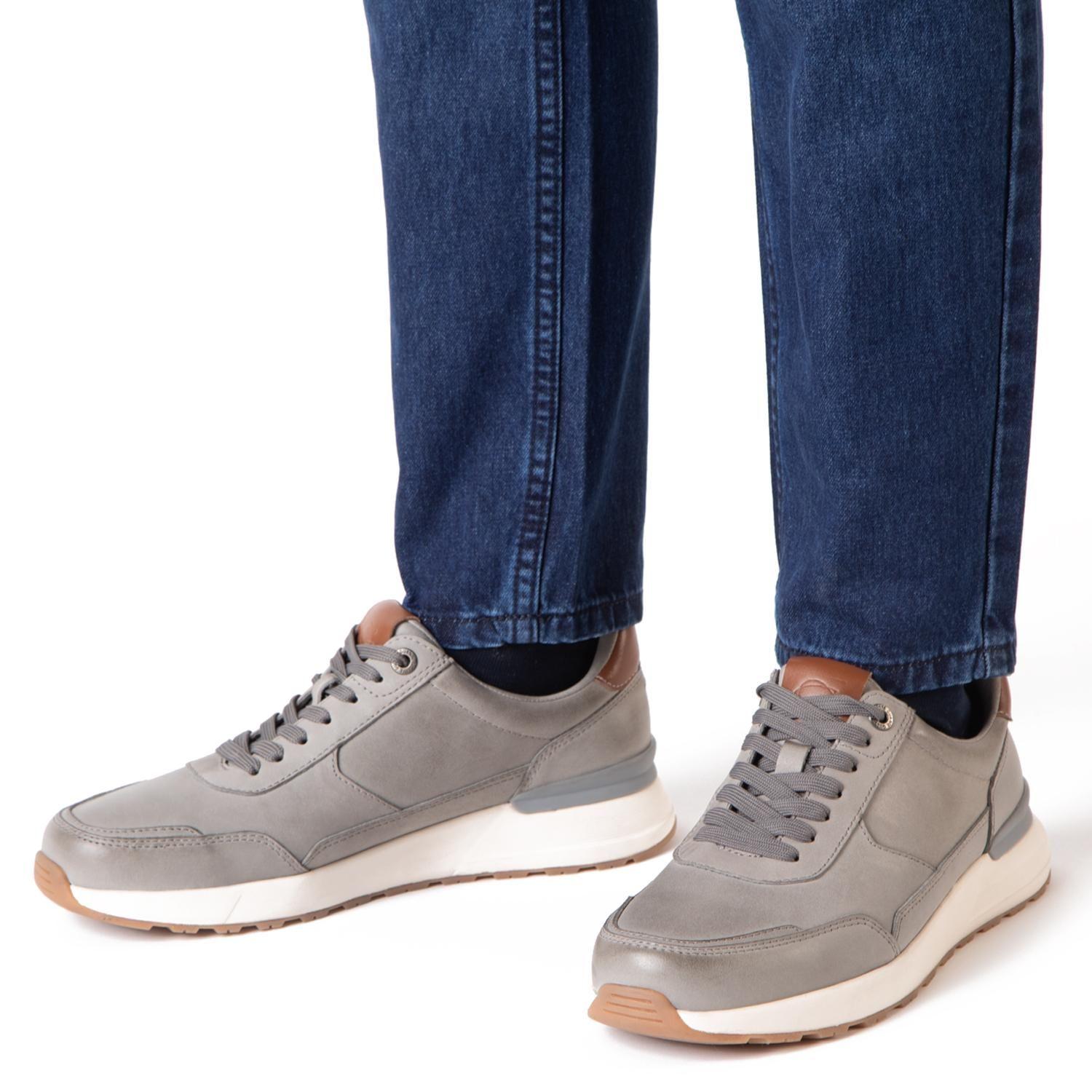 Zapatilla de cuero hombre Guante gris Kioto-1
