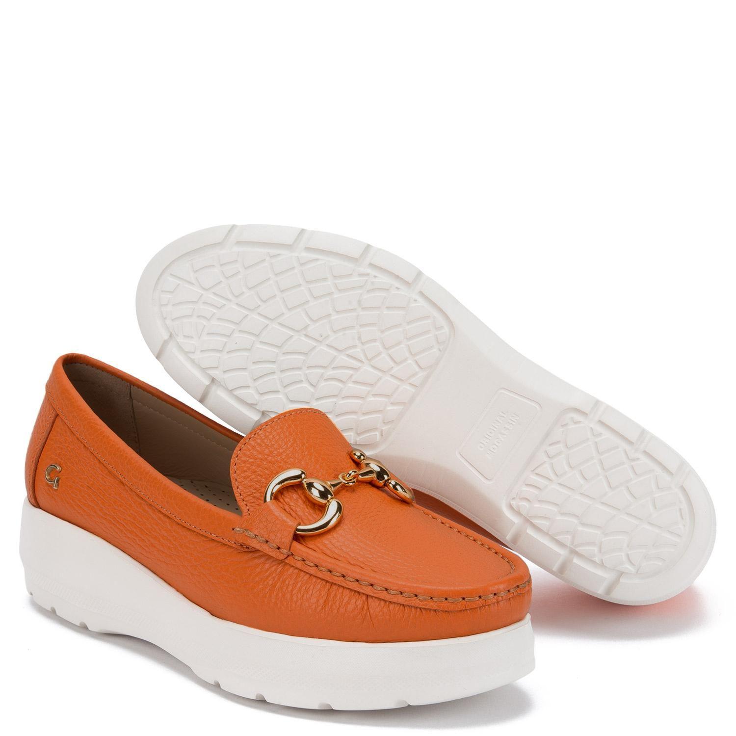 Mocasin de cuero mujer Gacel naranjo Locanda-3