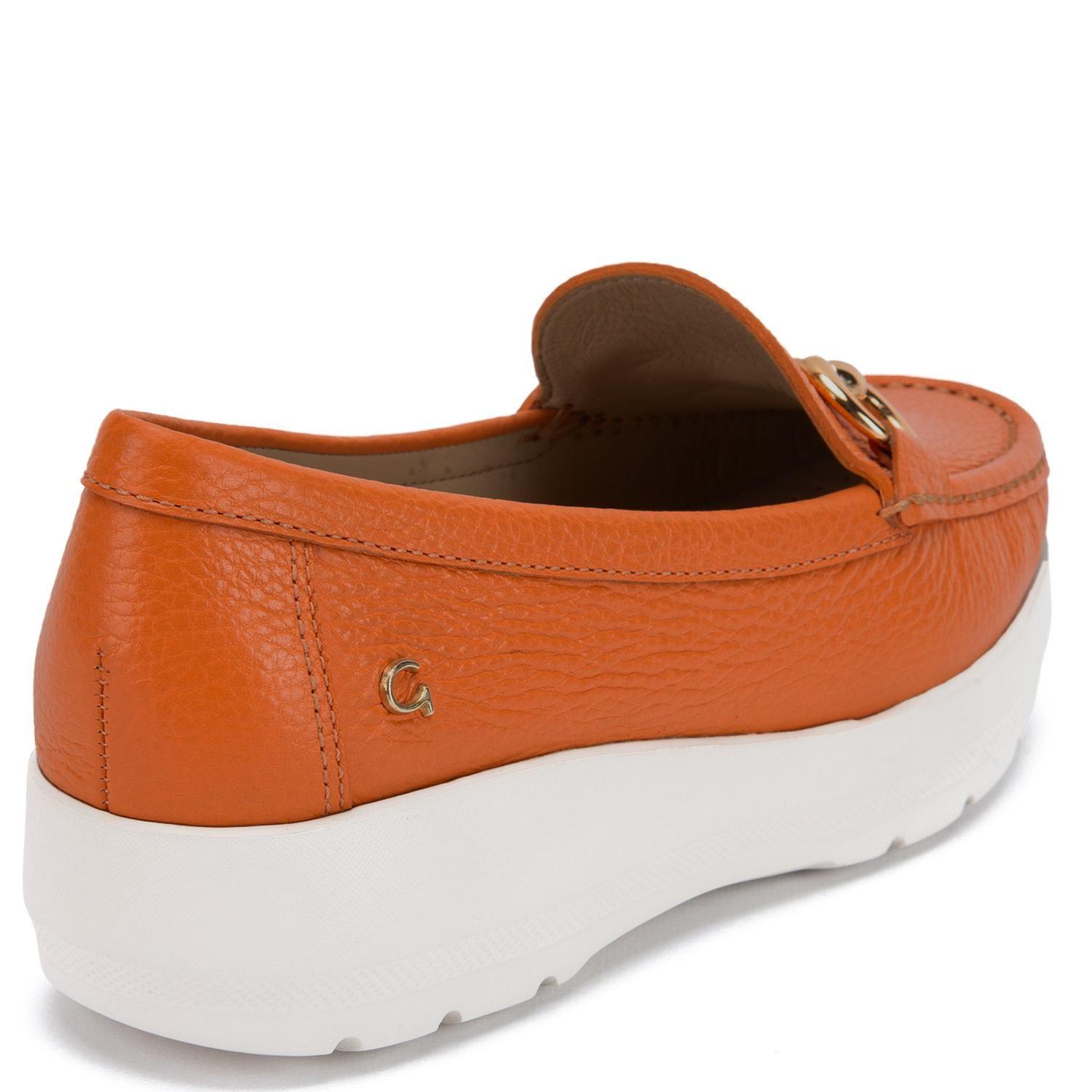 Mocasin de cuero mujer Gacel naranjo Locanda-4