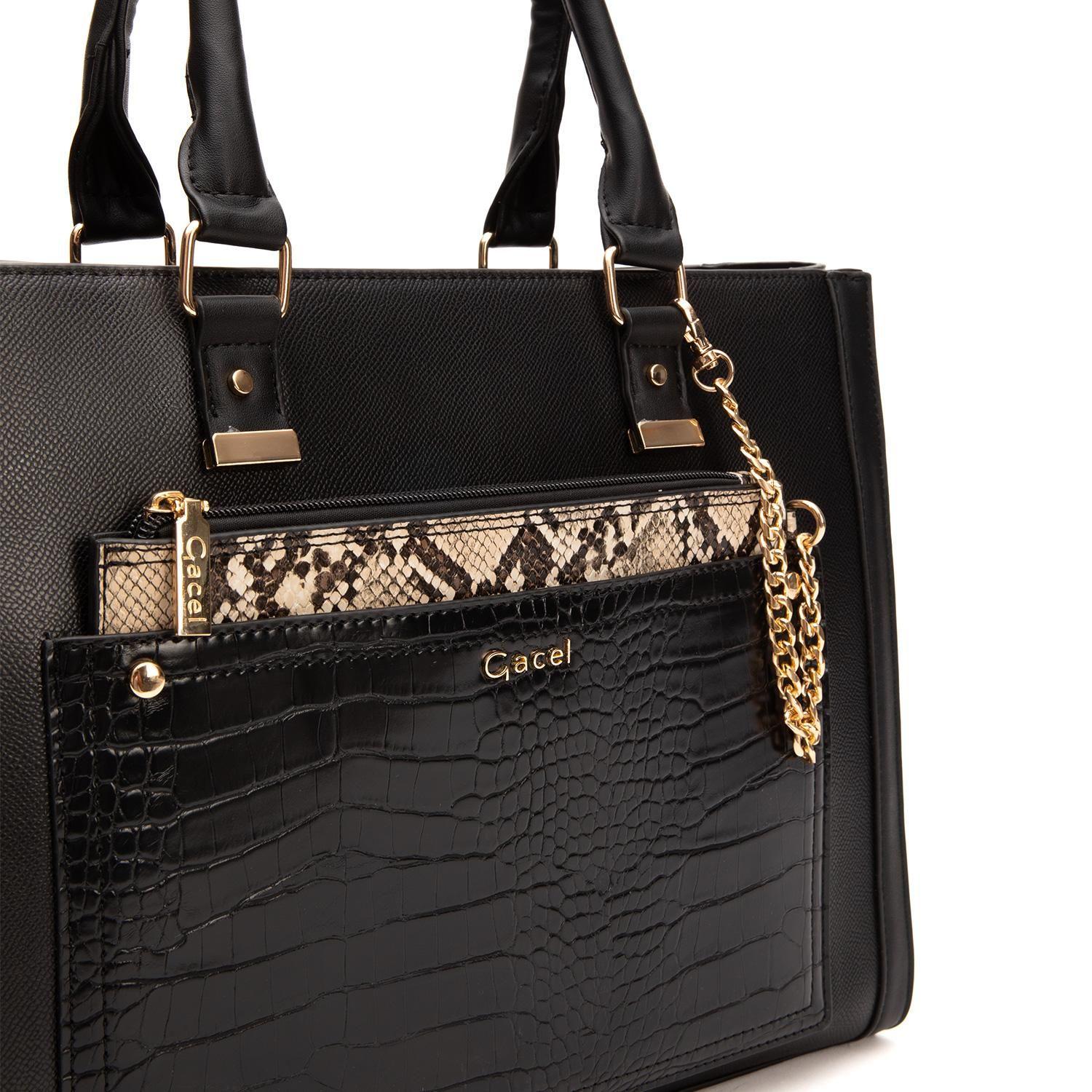 Cartera  Dos Asas Grande  Gacel  Negro  Car3414-3