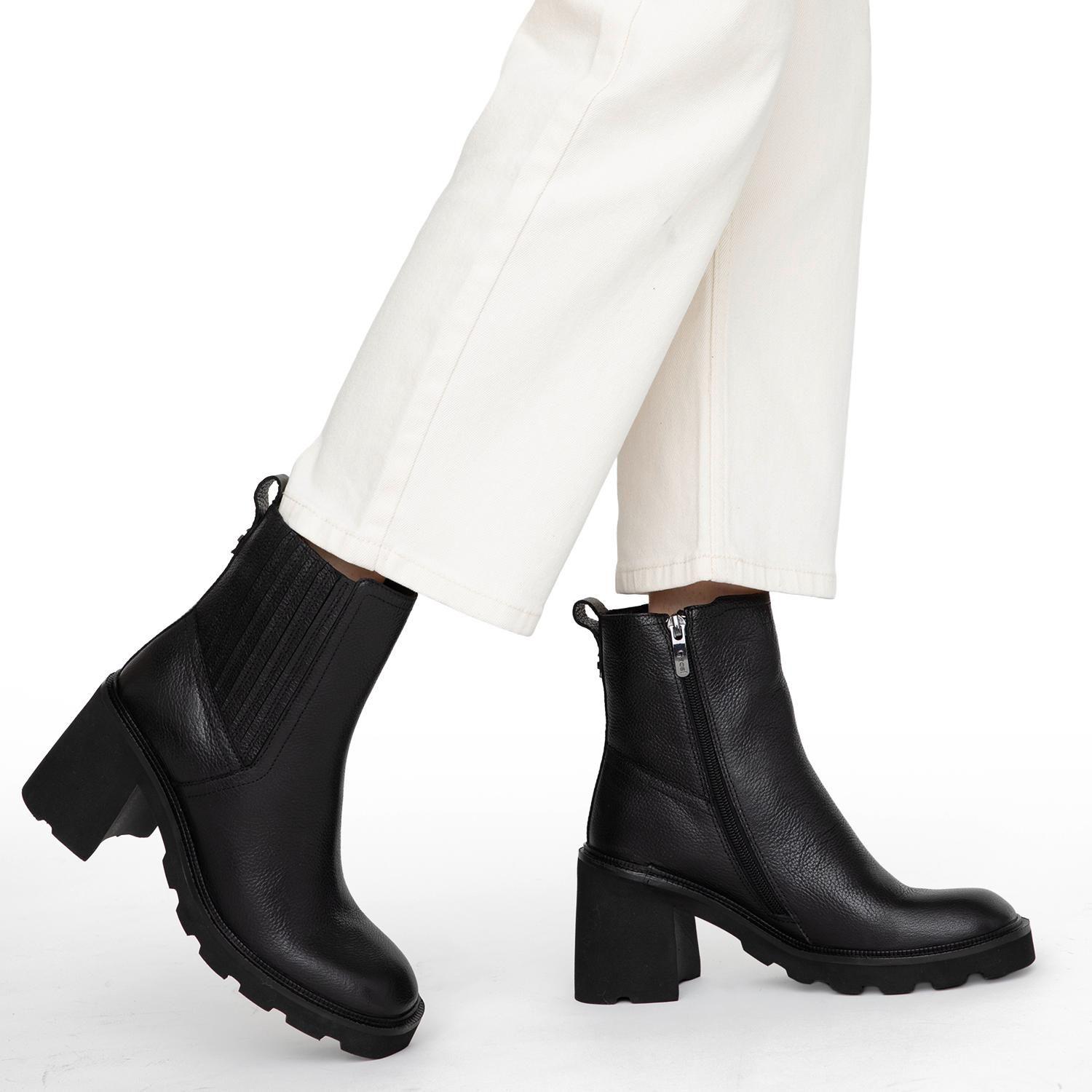 Botin de cuero mujer Gacel negro Maca-1