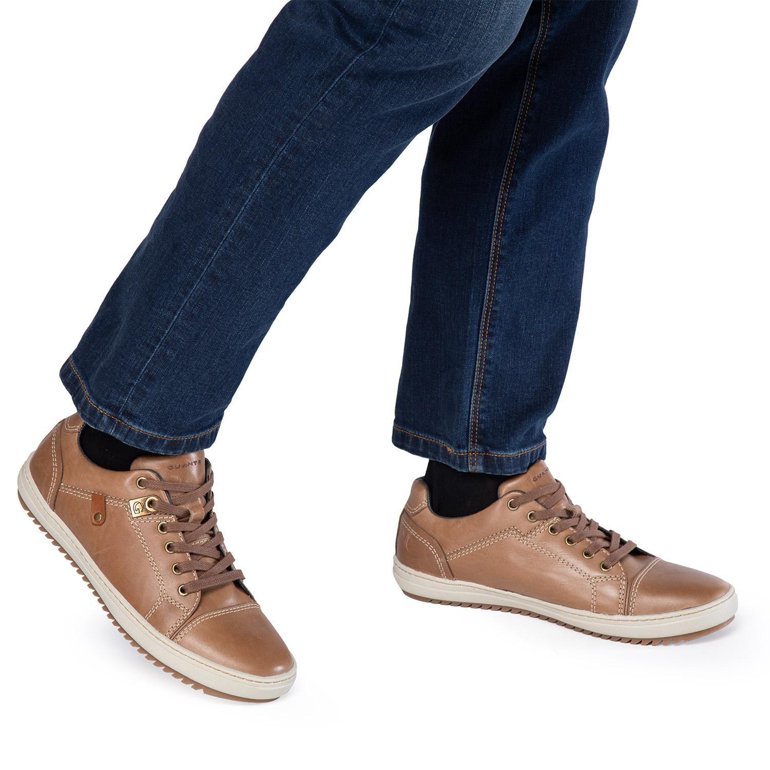 Zapatilla de cuero hombre Guante café Kansas-1