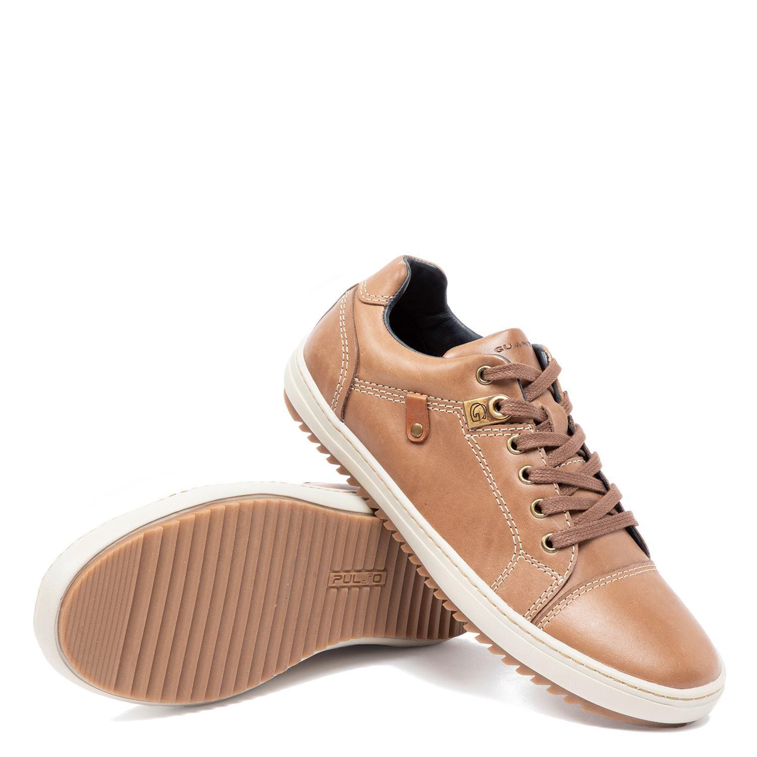 Zapatilla de cuero hombre Guante café Kansas-3