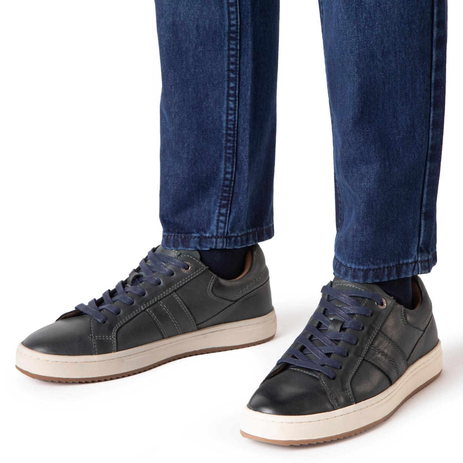 Zapatilla de cuero hombre Guante azul Kiama-1