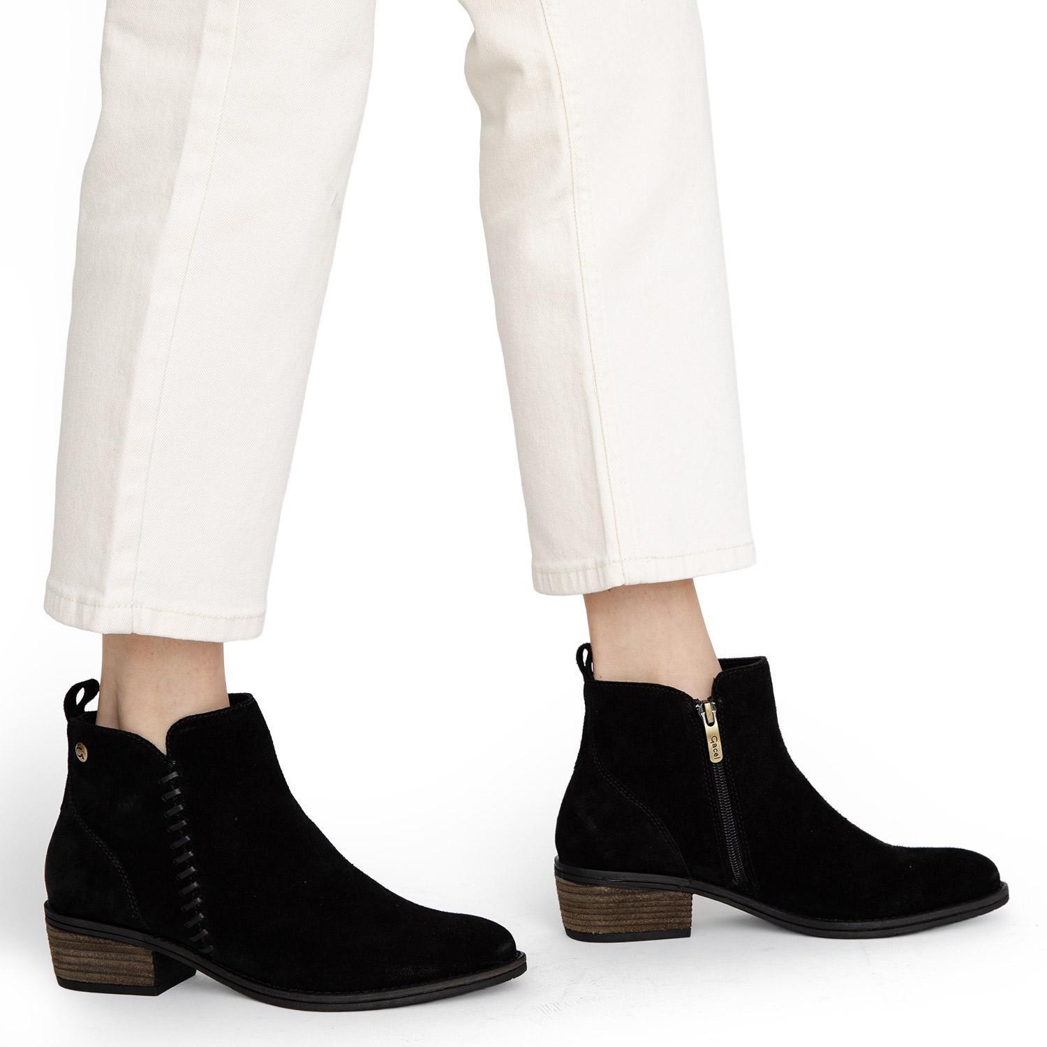 Botin de cuero mujer Gacel negro Gina-1