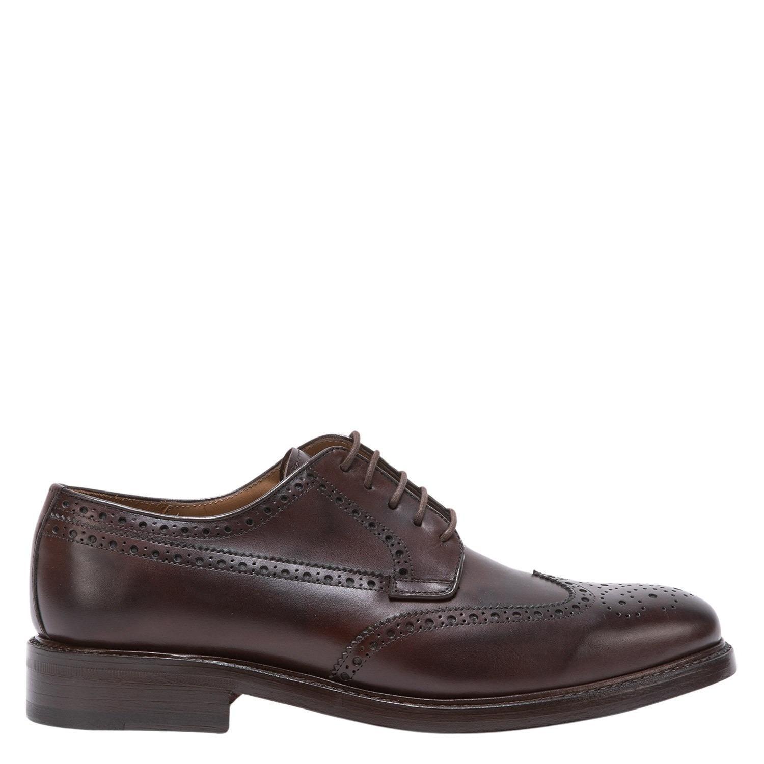 Zapato de cuero hombre Guante chocolate Suela Punteado-0