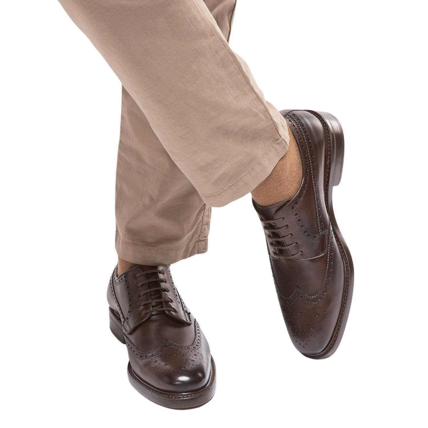 Zapato de cuero hombre Guante chocolate Suela Punteado-1