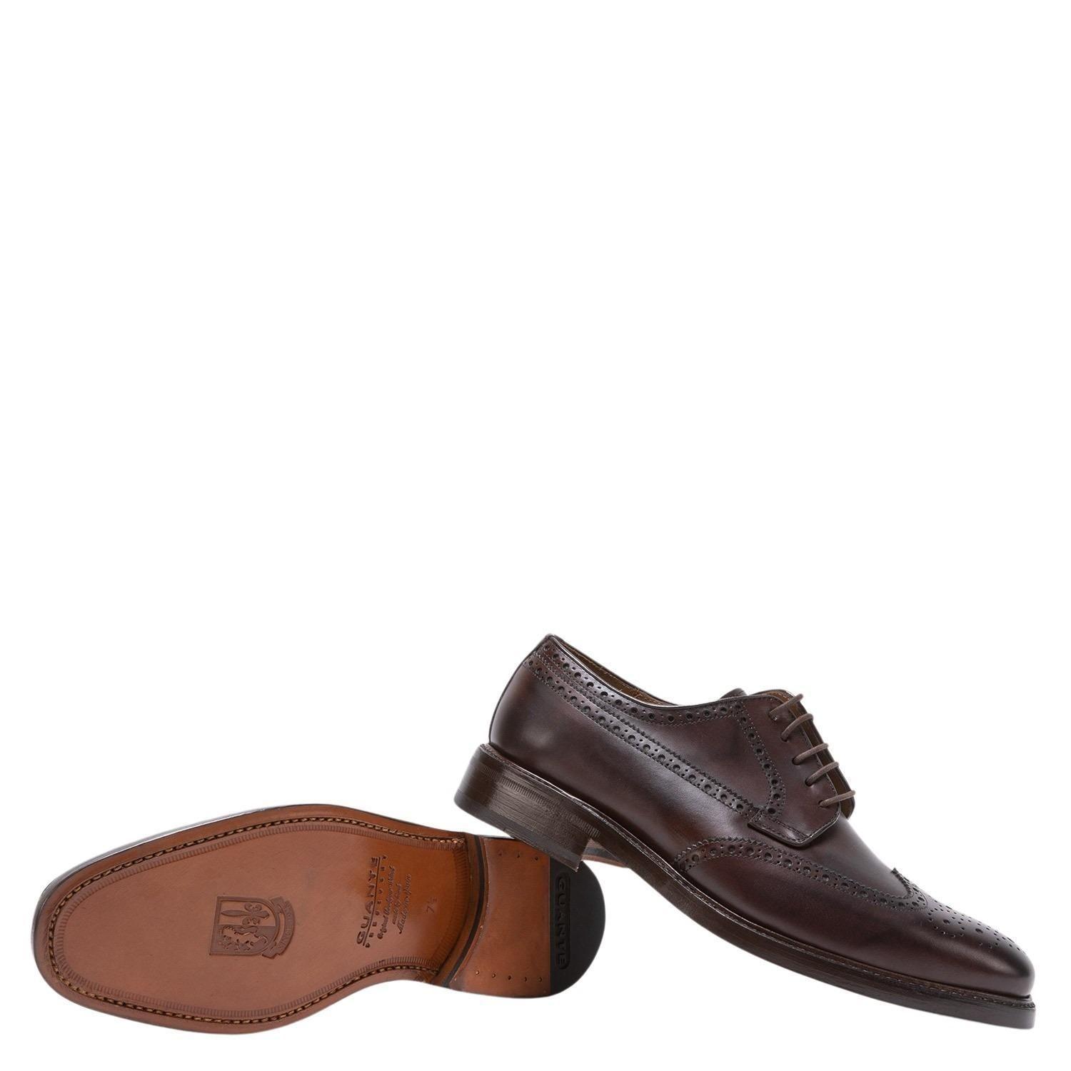Zapato de cuero hombre Guante chocolate Suela Punteado-3