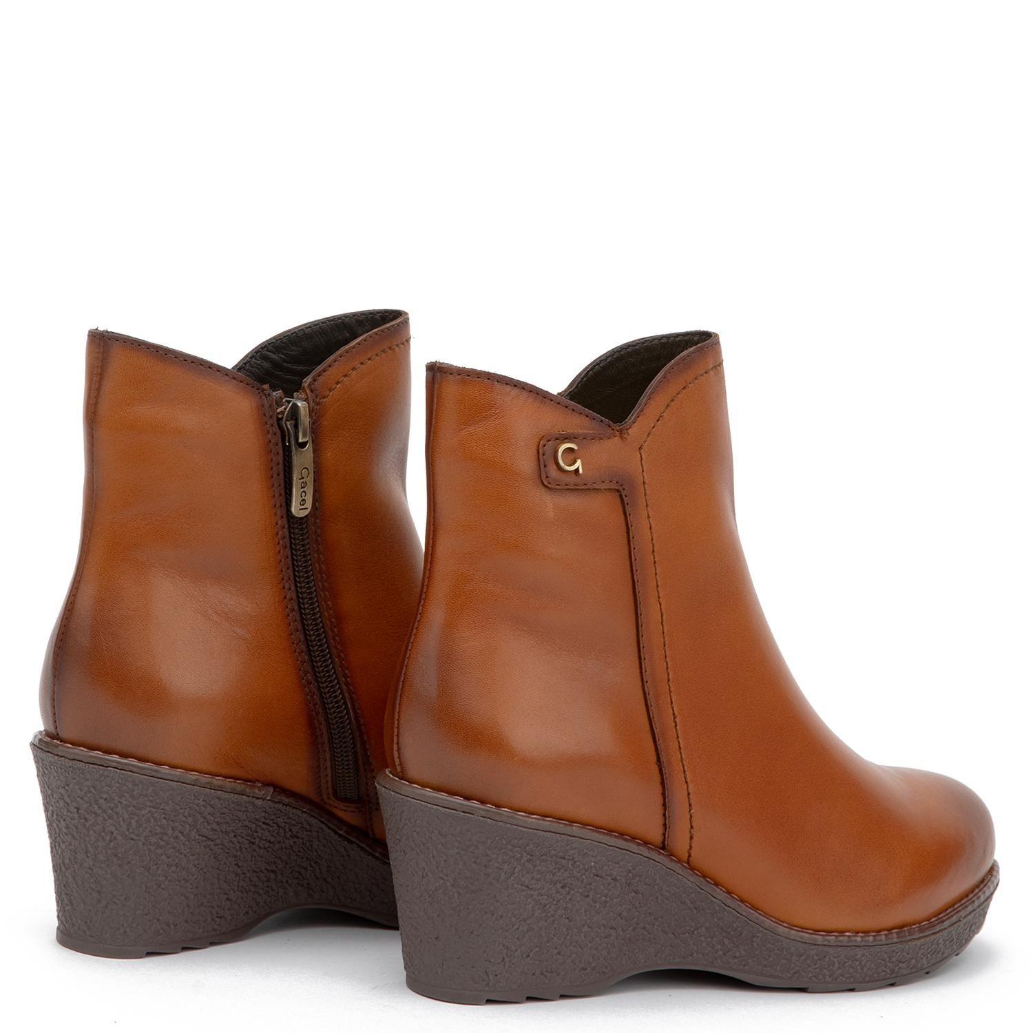 Botin de cuero mujer Gacel tostado Leda-4