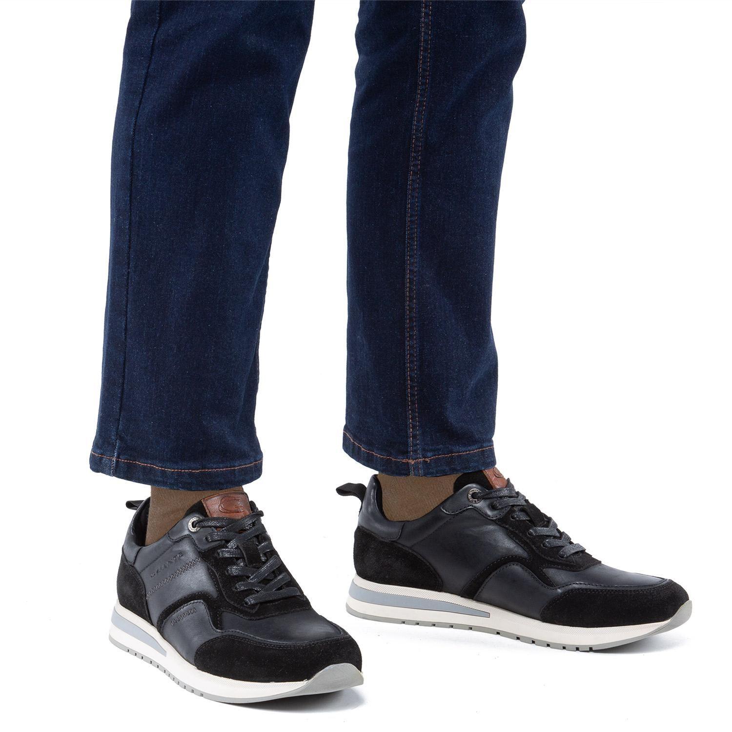 Zapatilla de cuero hombre Guante negro Pekin-1