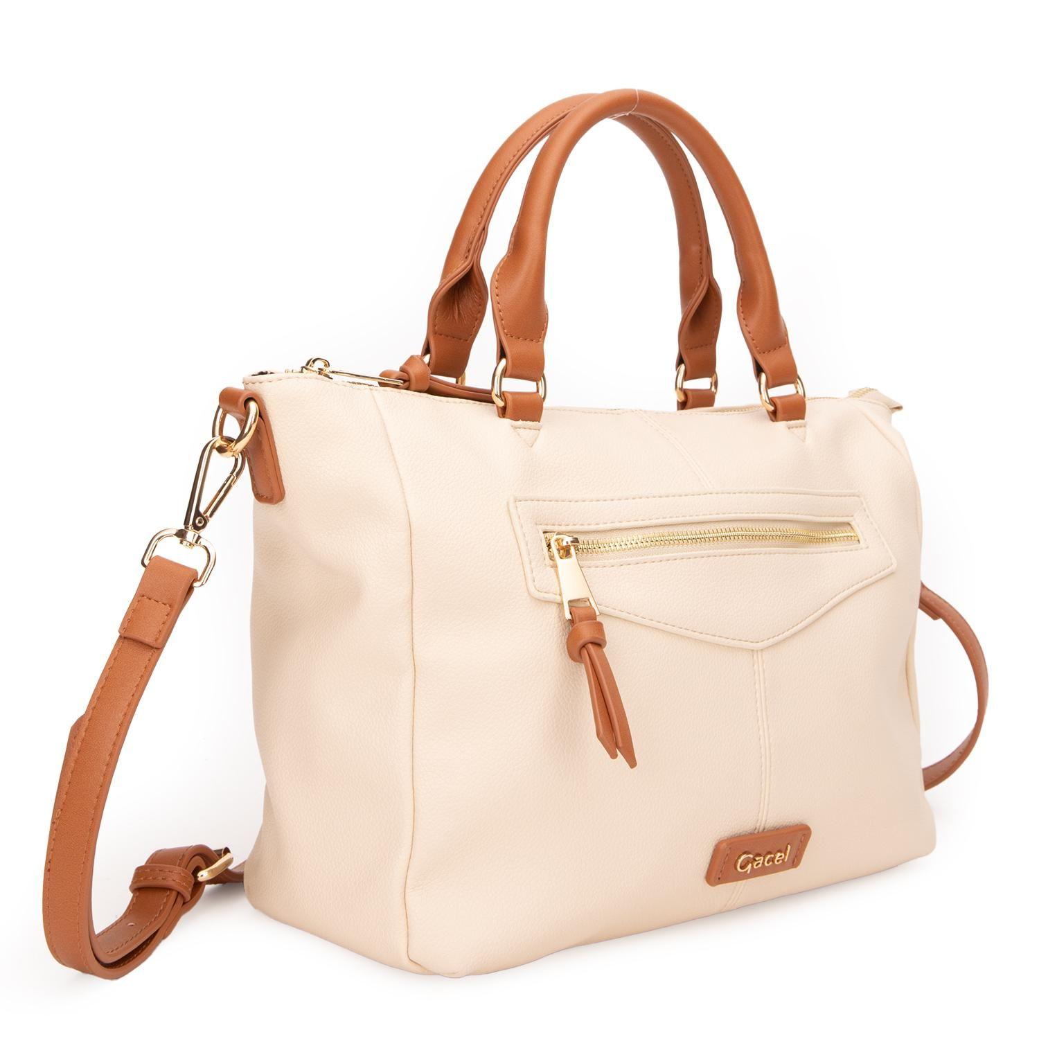 Cartera  Dos Asas Mediana  Gacel  Off White  Car3487-3