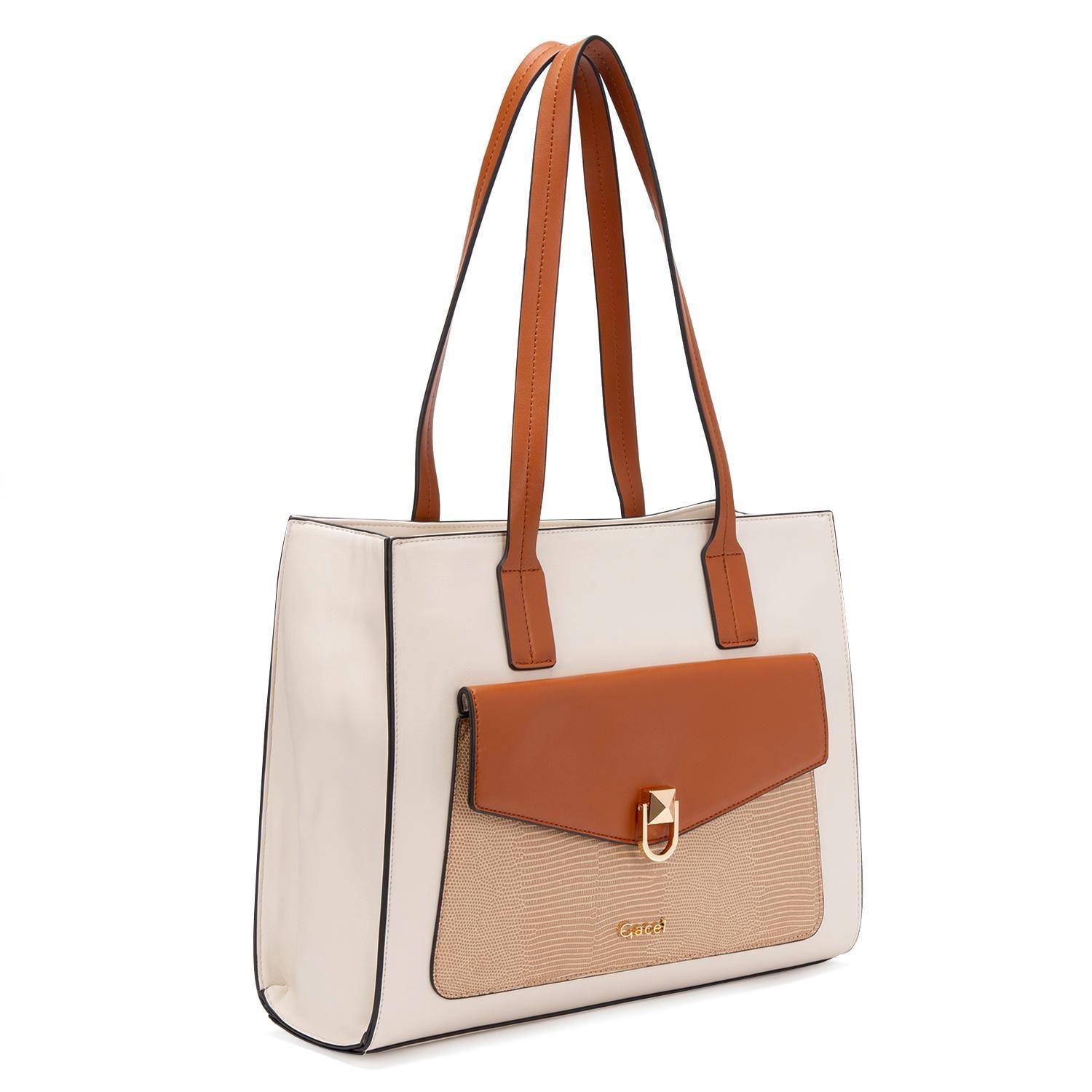 Cartera  Dos Asas Grande  Gacel  Off White  Car3038-2