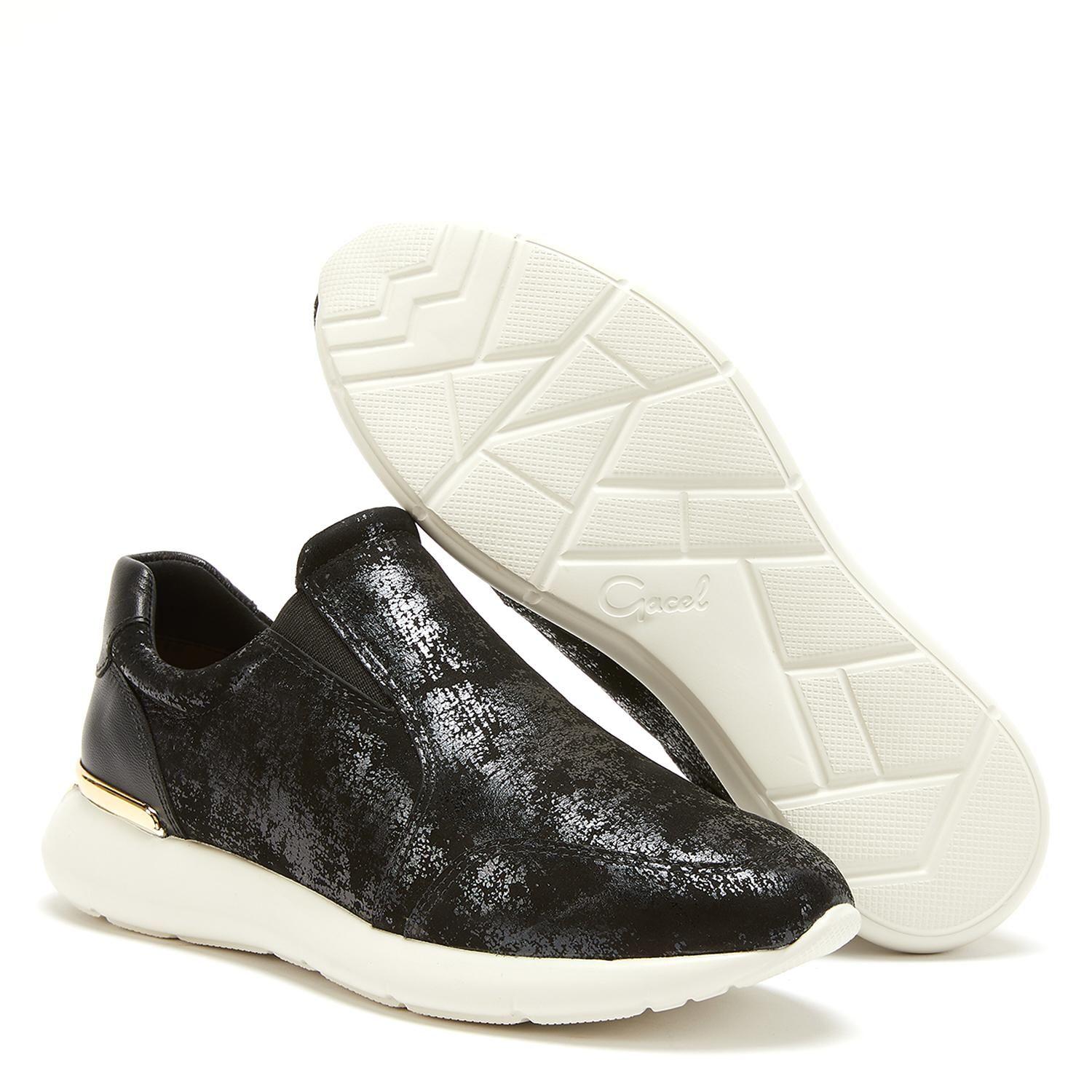 Zapatilla de cuero mujer Gacel negro Steffy-3