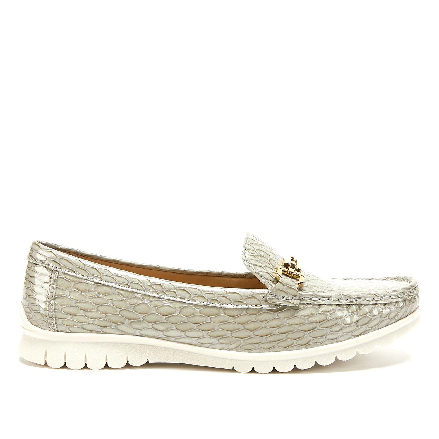 Mocasin de cuero mujer Gacel gris Trini-0