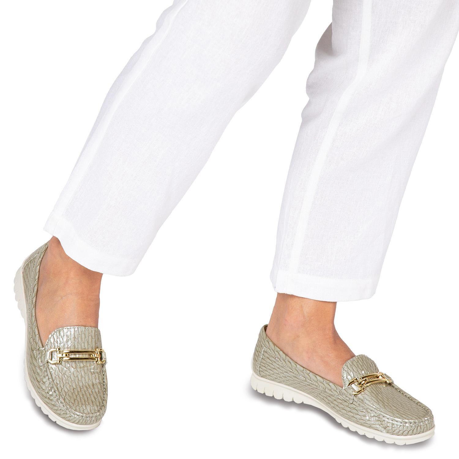 Mocasin de cuero mujer Gacel gris Trini-1