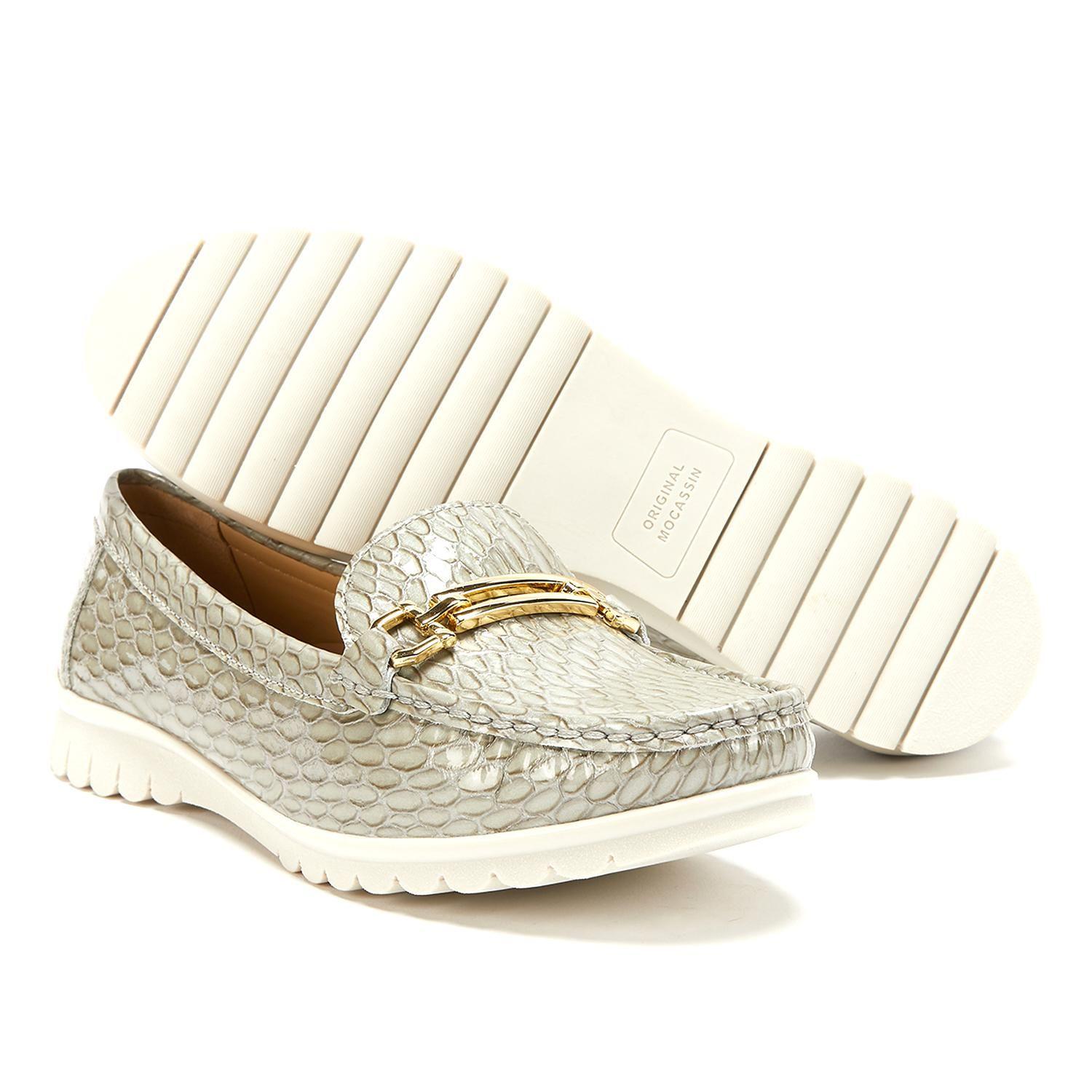 Mocasin de cuero mujer Gacel gris Trini-3