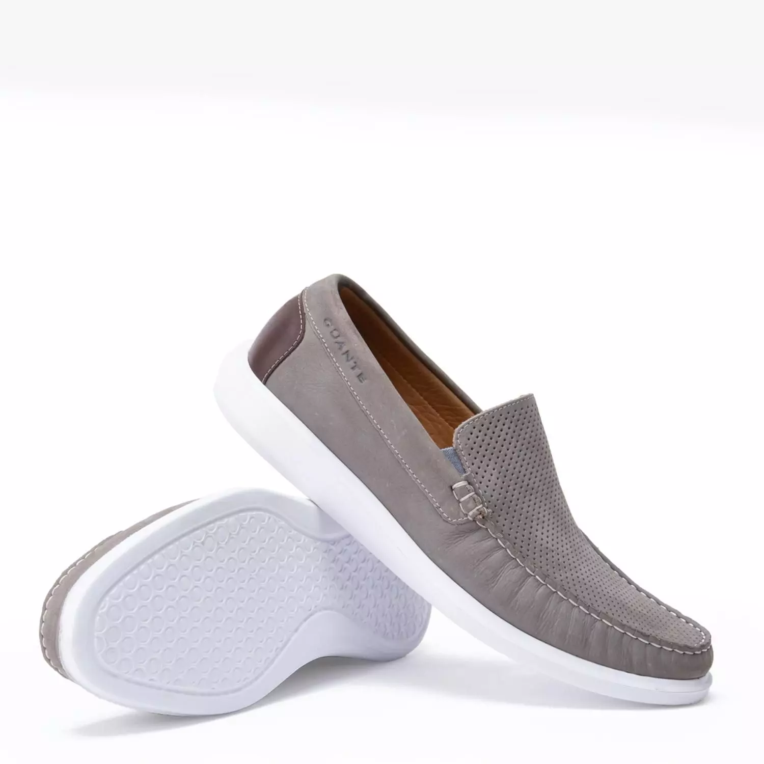 Mocasin de cuero hombre Guante gris Cannes-3