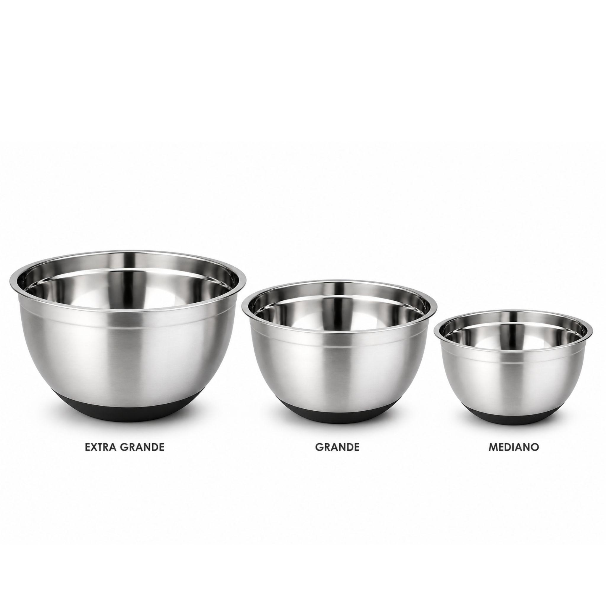 Pack 3 Bowls Acero Inoxidable Cuiner Base Antideslizante-2