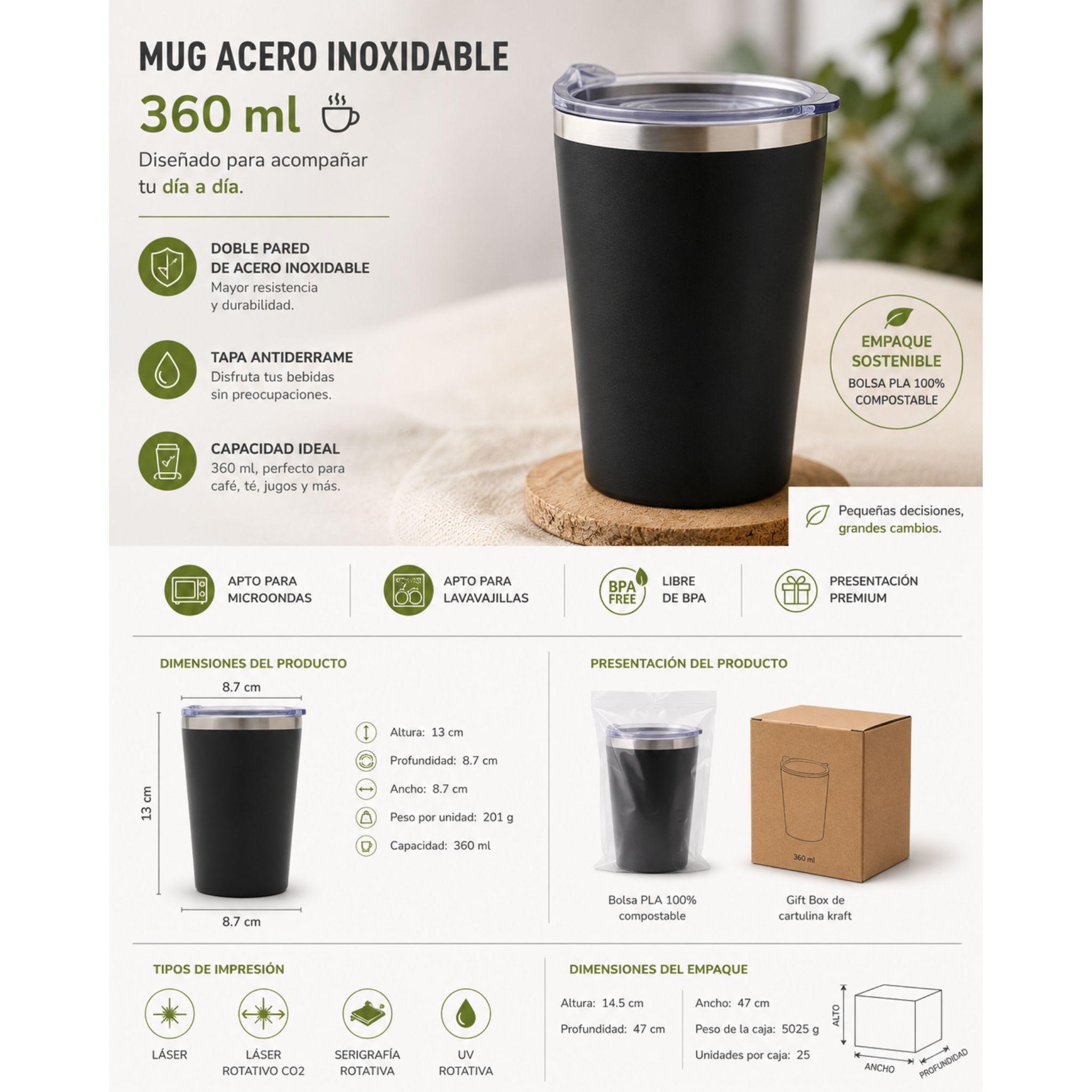 Vaso Mug Doble Pared Acero Inoxidable 360ml-4