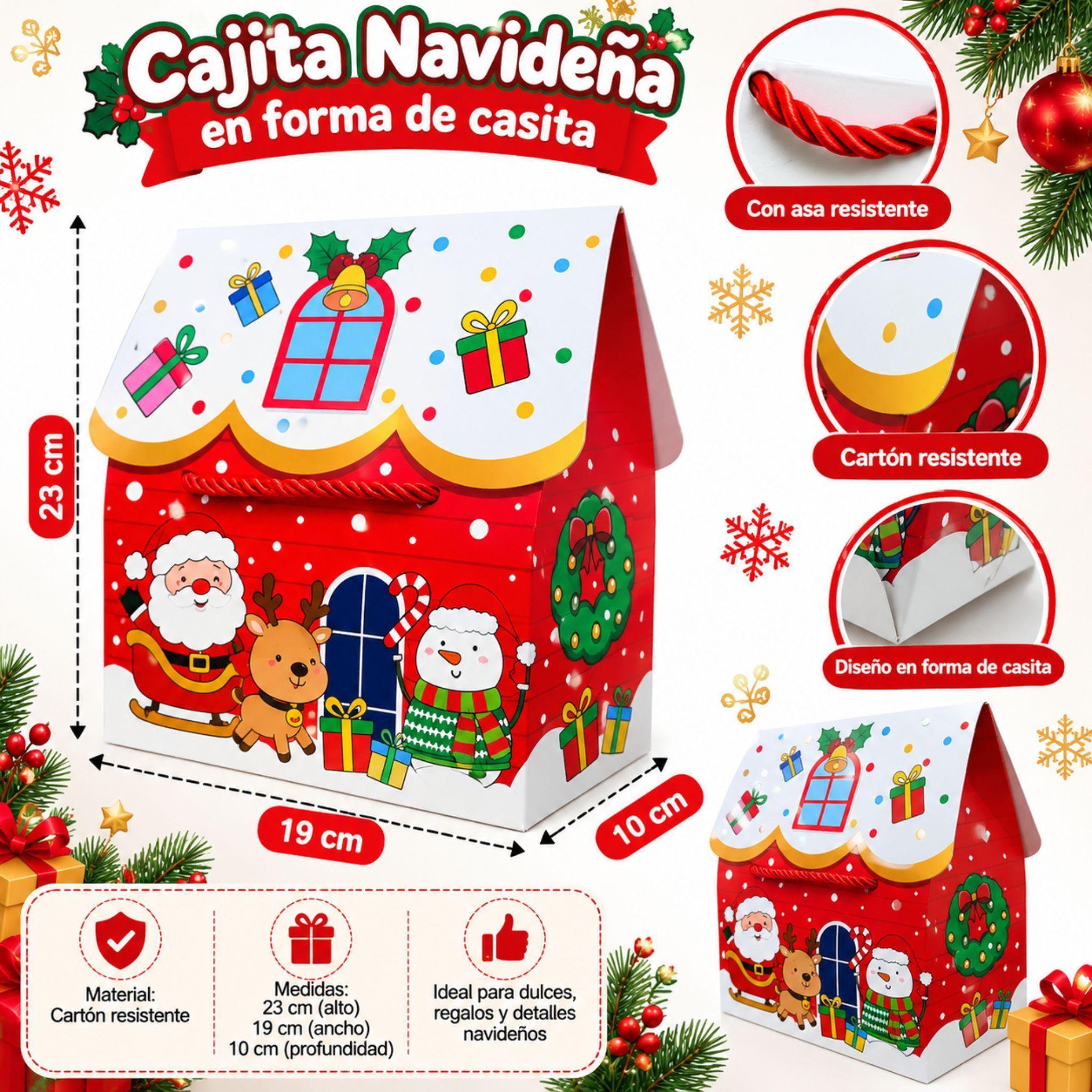Caja De Regalo Navide a Dise o Casita Navidad 23x19cm X12-3