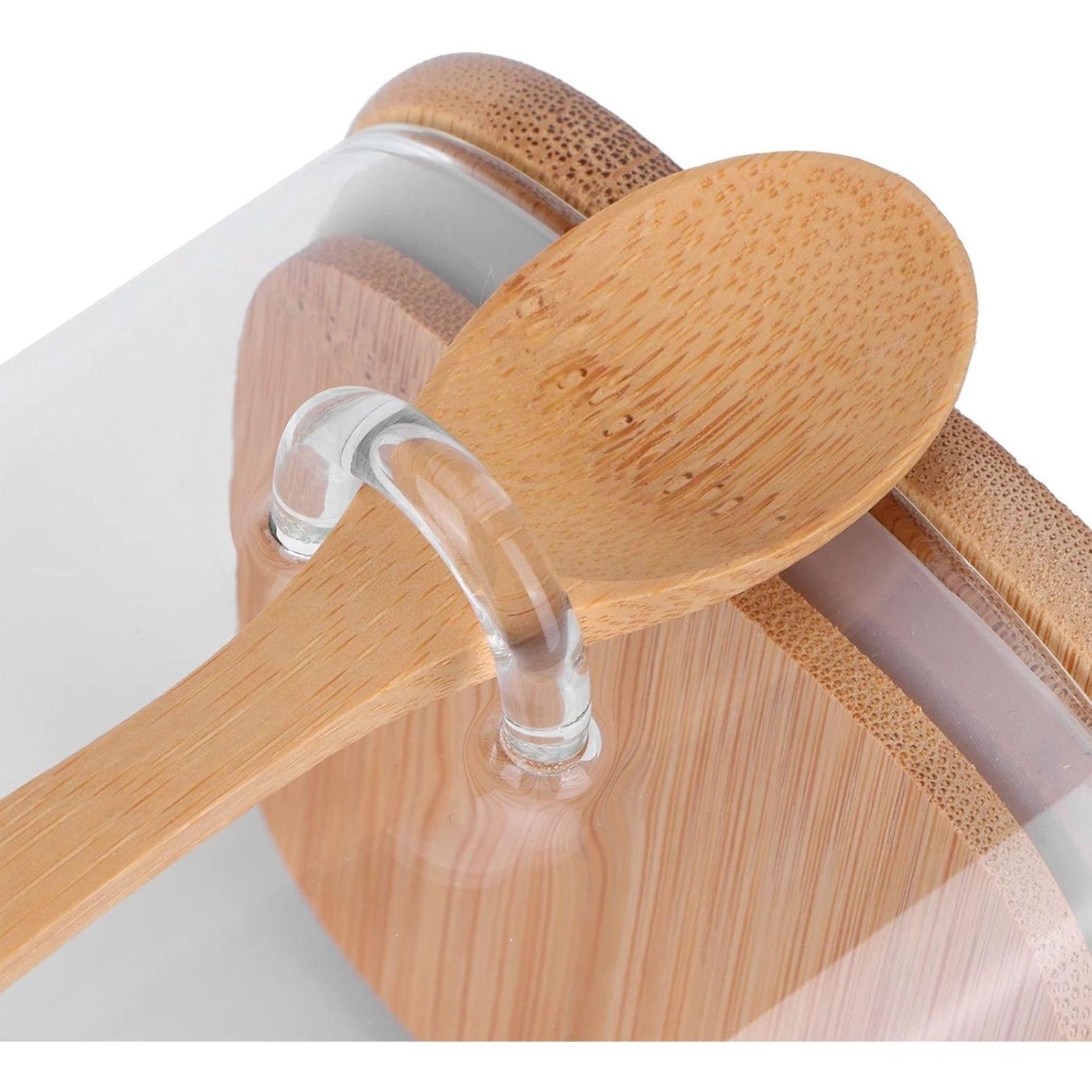 Frasco De Vidrio Hermetico Tapa Y Cucharita Bambú 550ml-2