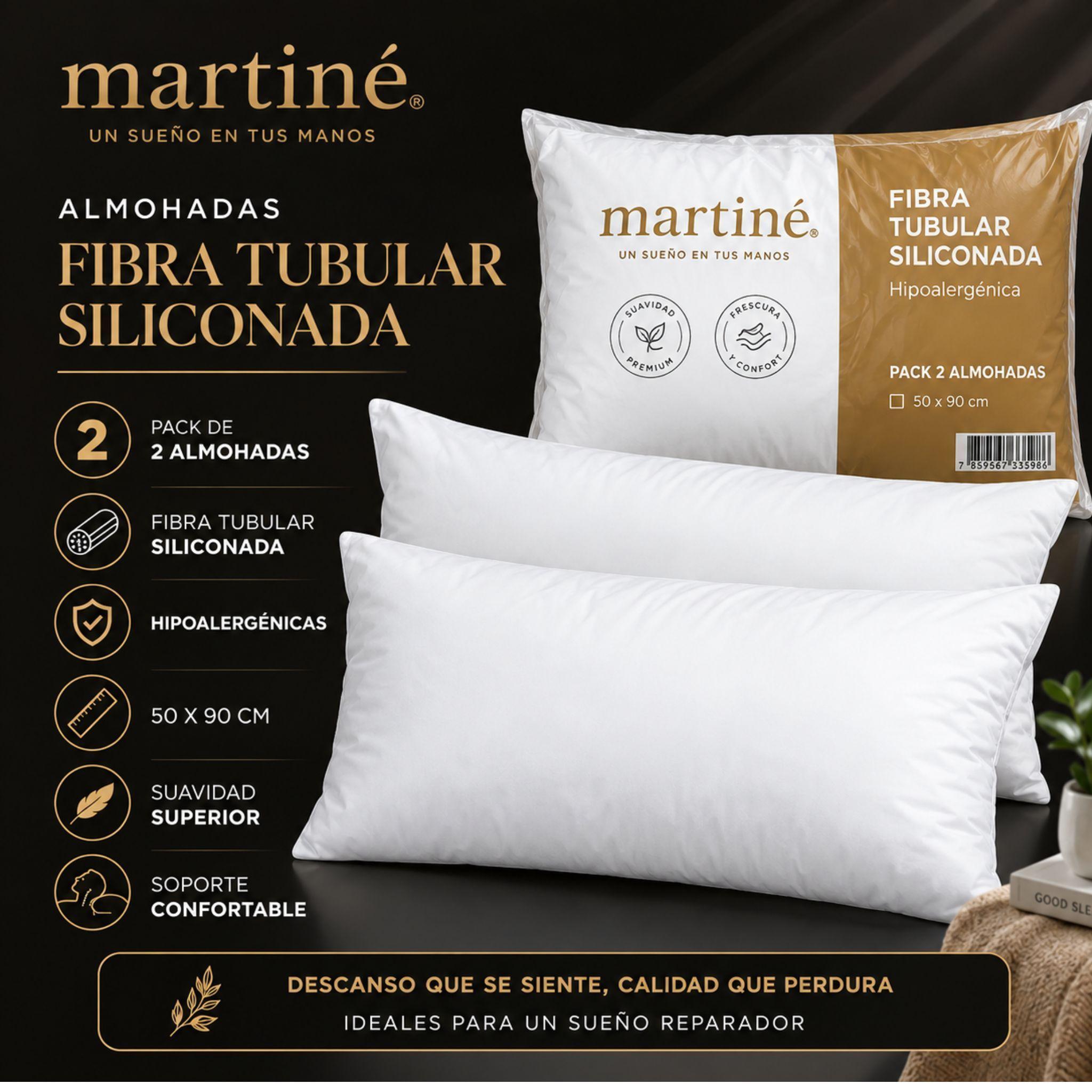Pack 2 Almohadas King 90x50cm Fibra Siliconada Martin-3