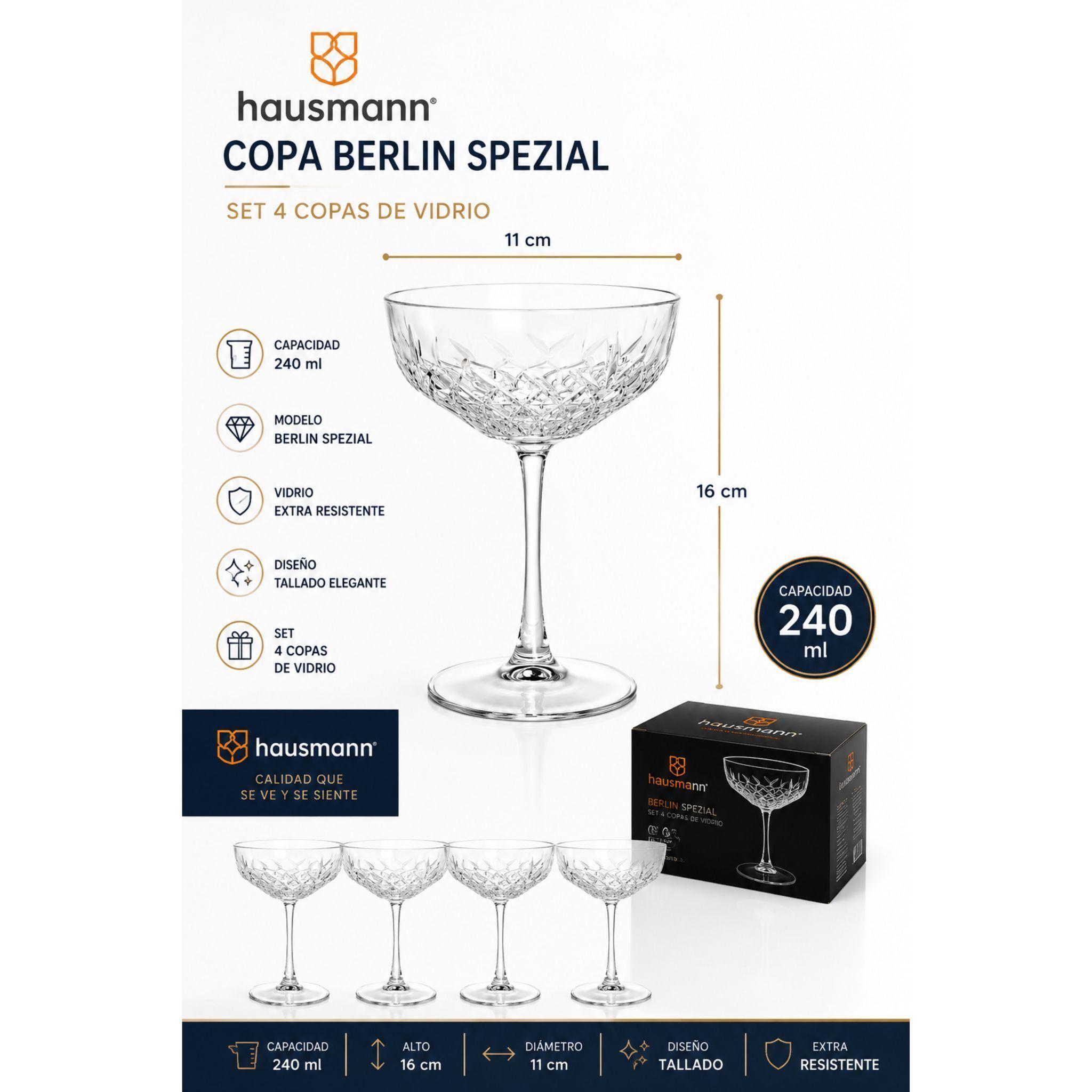 Set 4 Copas Margarita Martini Vidrio Tallado Hausmann-2