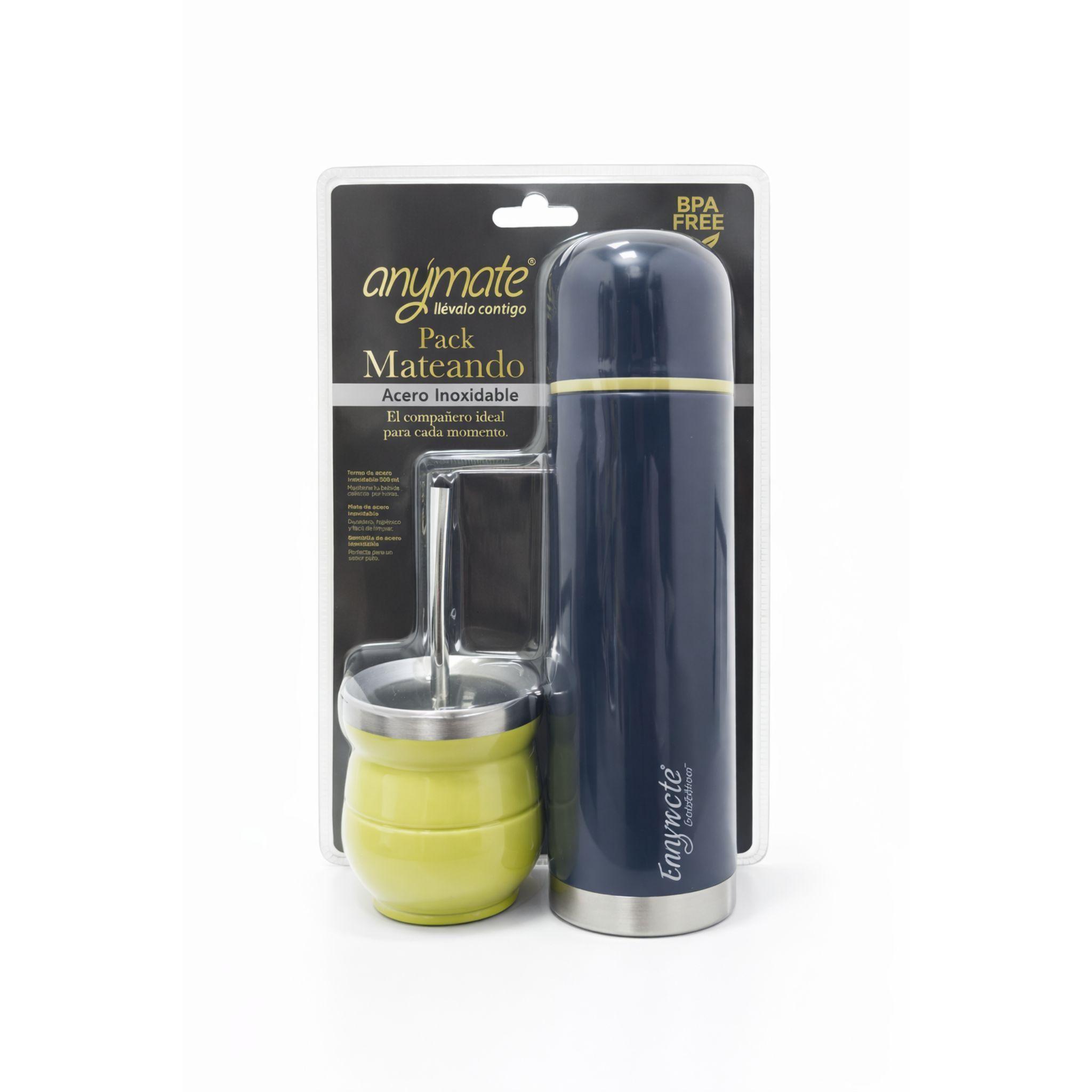 Pack Matero Termo Bala Mate Con Bombilla Yerbera Anymate-2