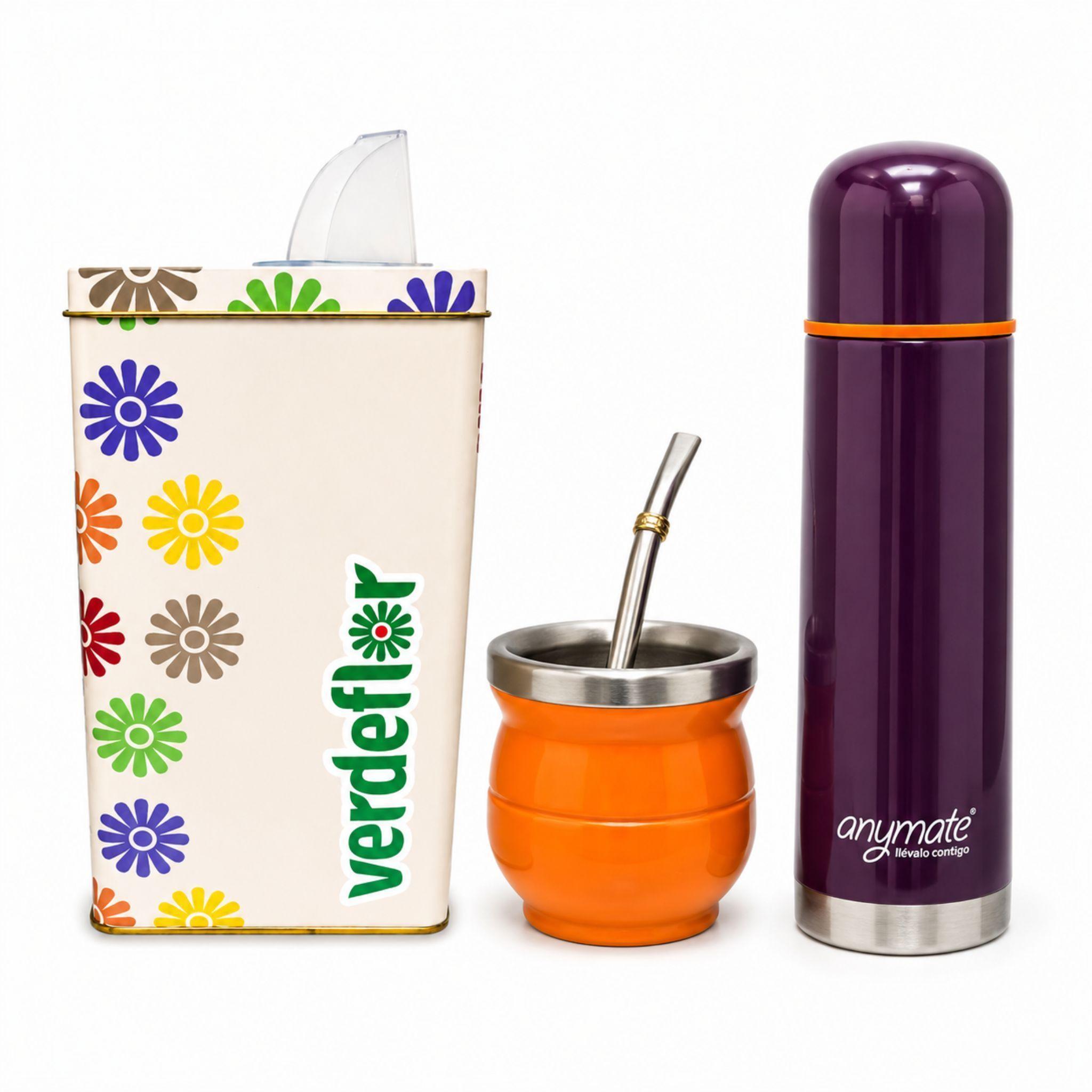 Pack Matero Termo Bala Mate Con Bombilla Yerbera Anymate-0