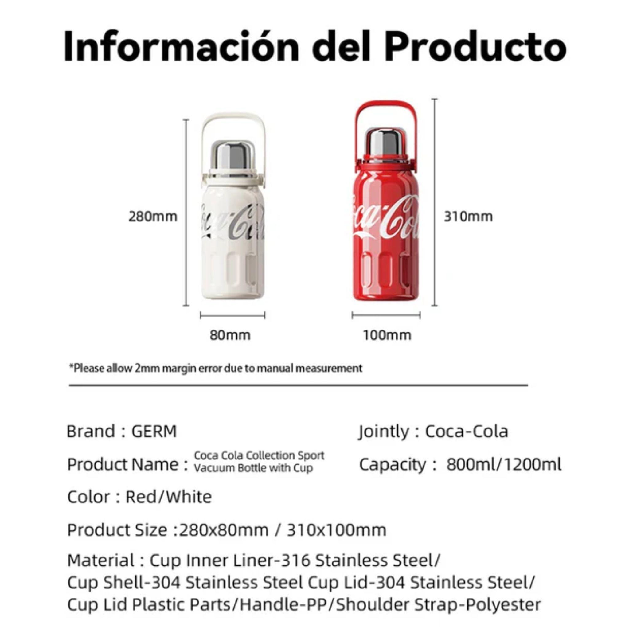 Termo Botella Deportiva Coca Cola 800ml con Taza y Filtro-3
