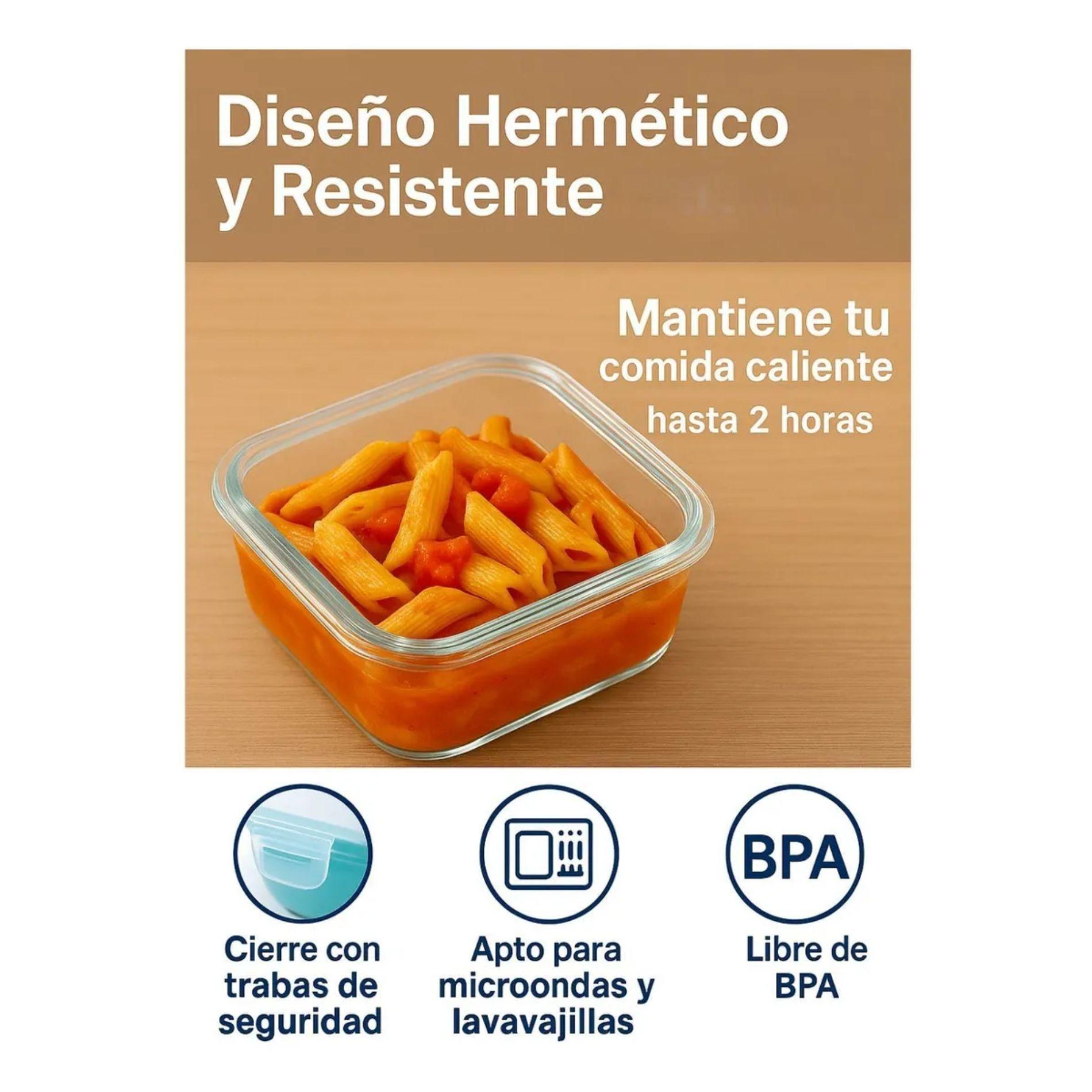 Pack 6 Contenedores De Alimentos Taper Vidrio Allegra-2