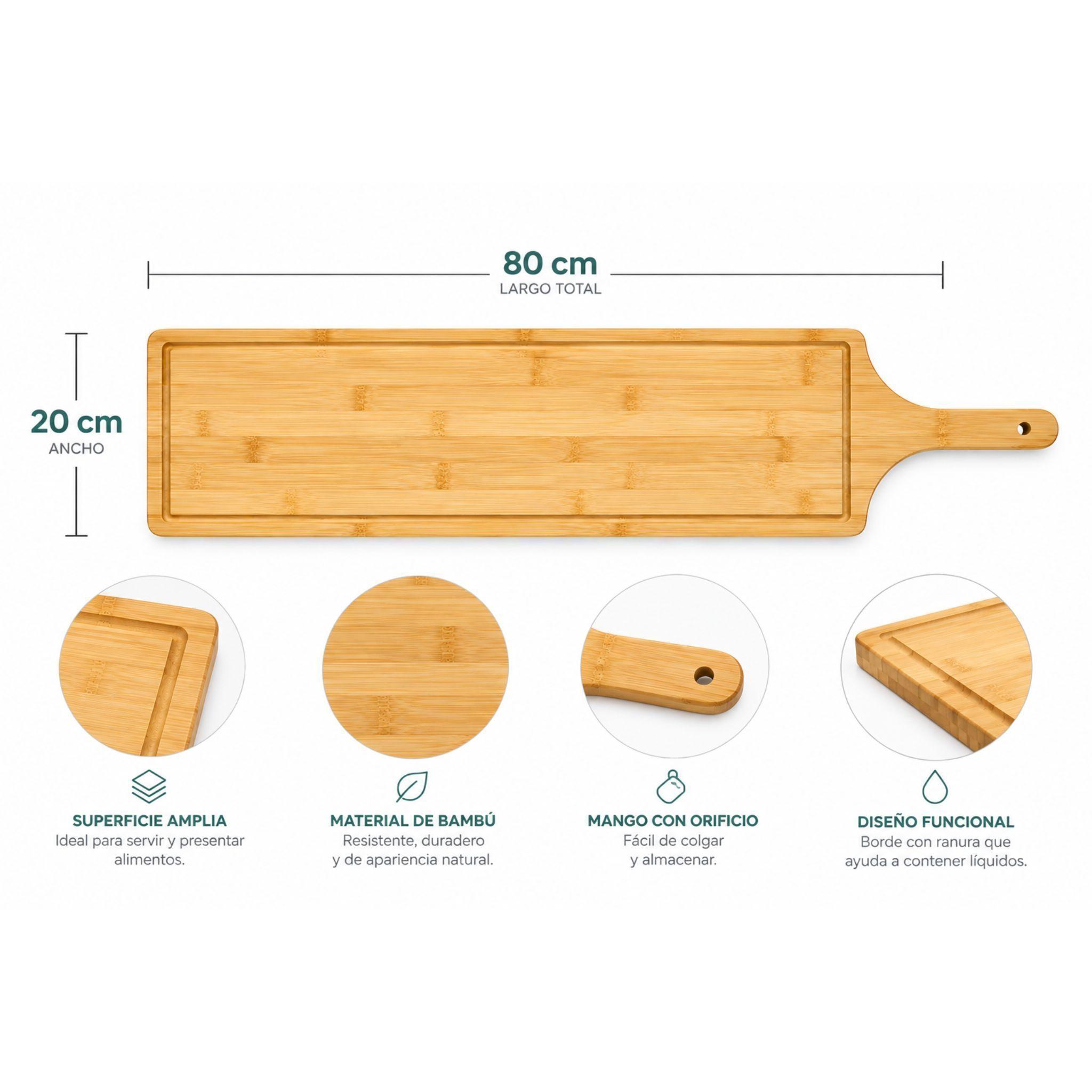 Tabla Para Picoteo Cocktail Quesos Picadillo XL 80cm Bambu-1