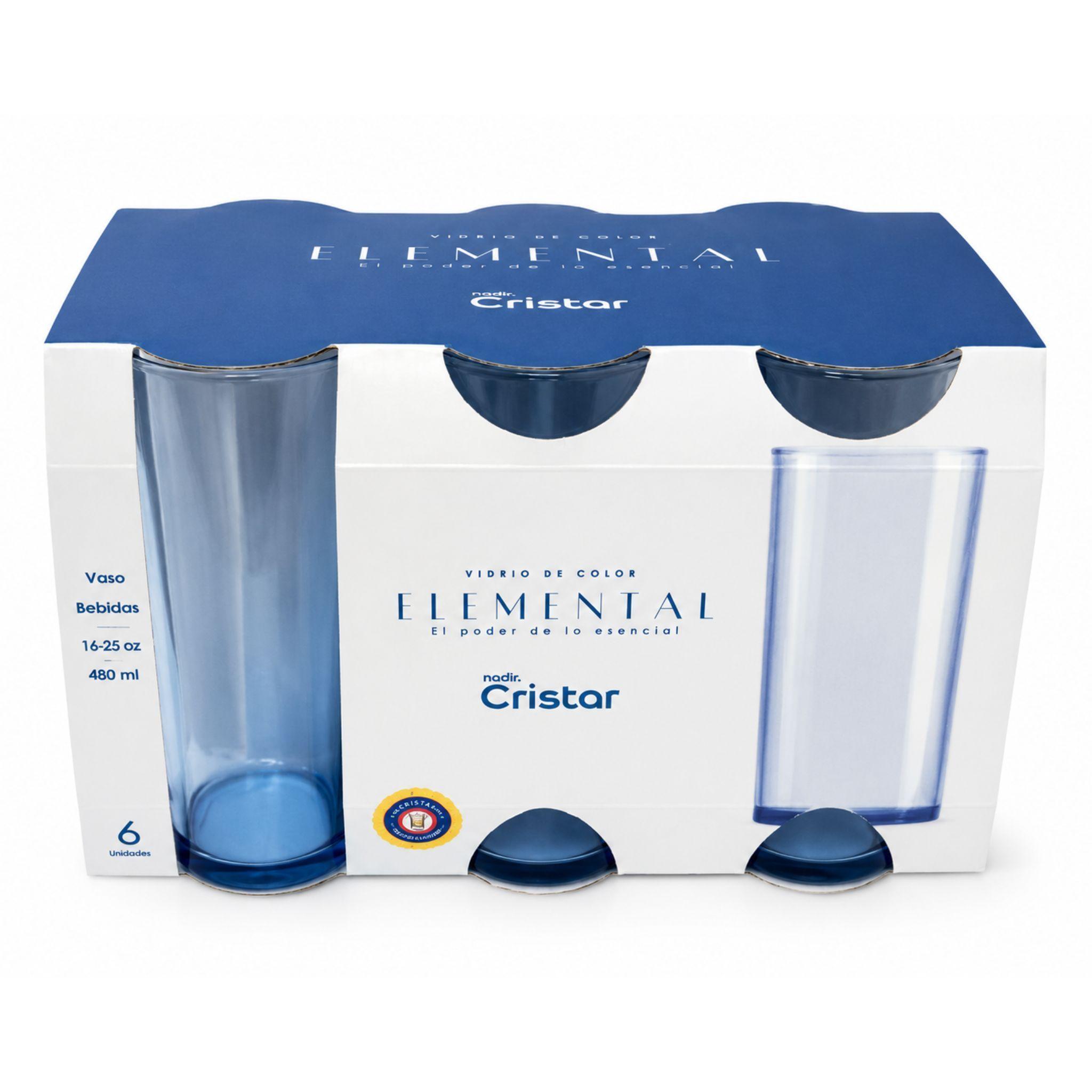 Set 6 Vasos De Vidrio Para Bebidas 480ml Elemental Cristar-3