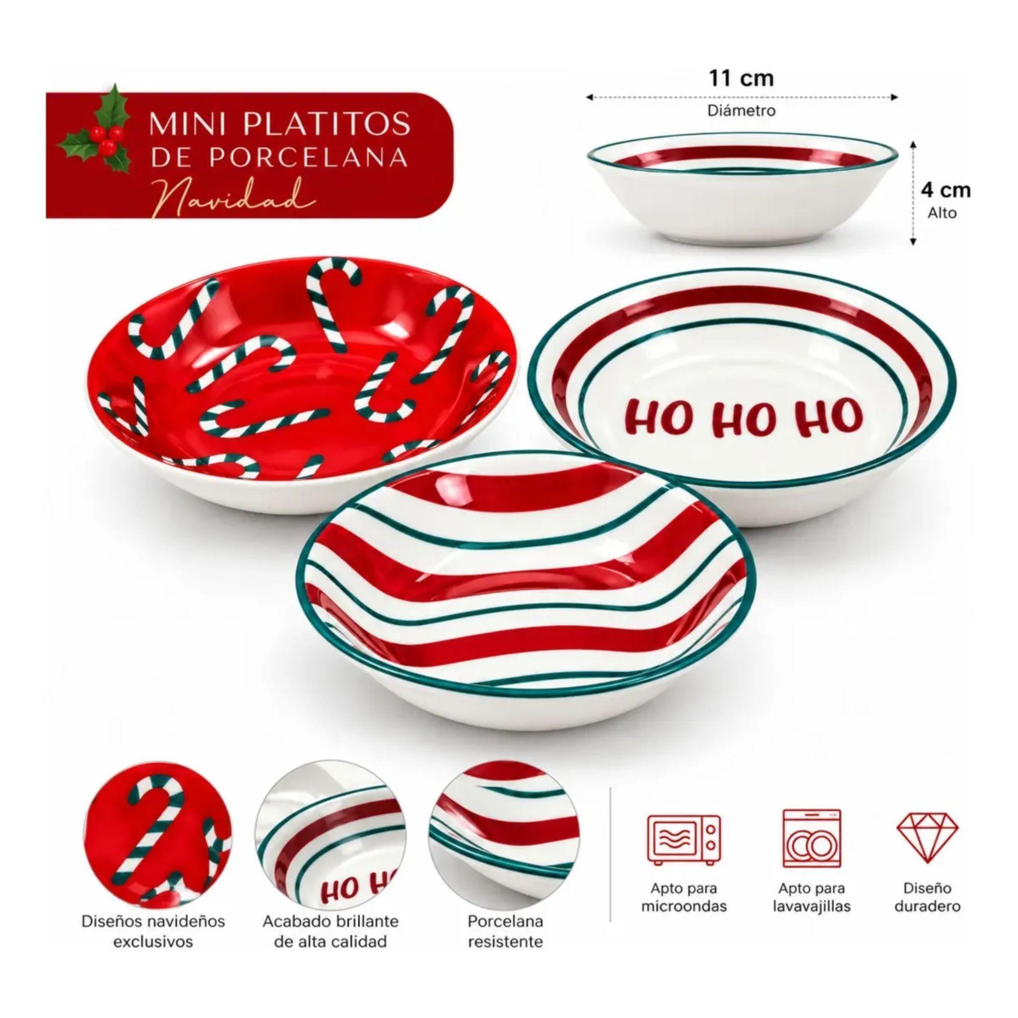 Set 3 Mini Platos Navidad Gree Porcelana 11cm-5
