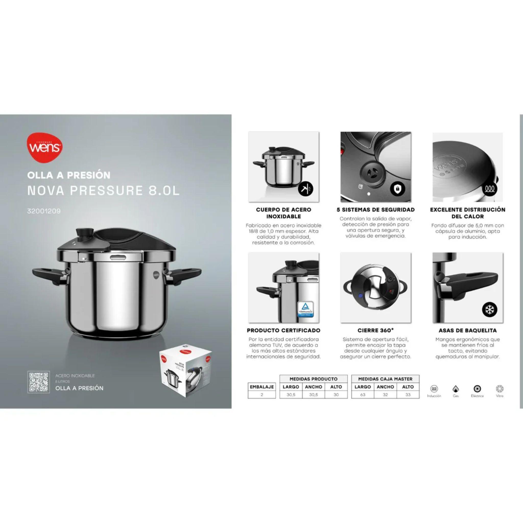Olla A Presión 8.8 Litros Acero Inoxidable - Nova-2