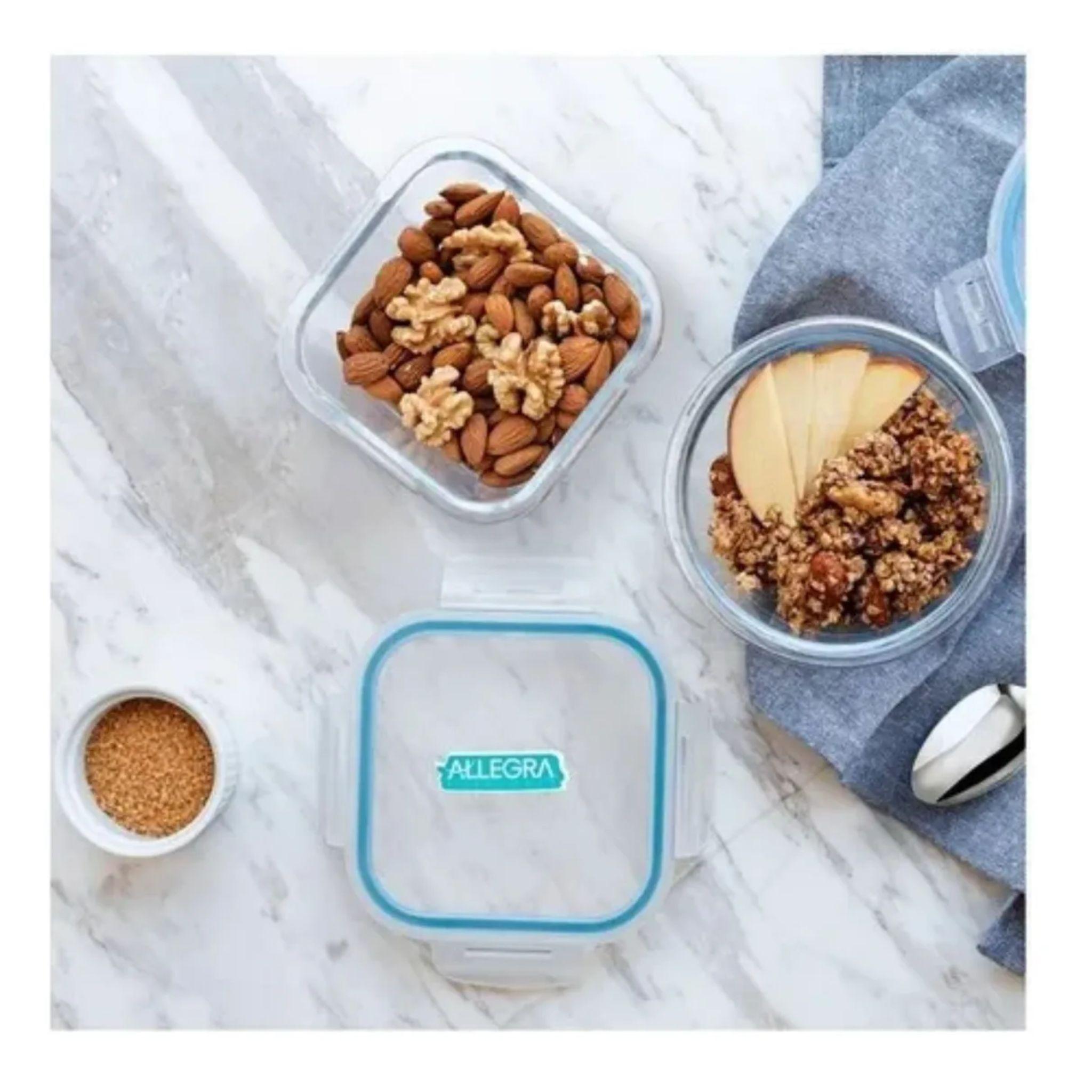 5 Taper De Vidrio Contenedor De Alimentos Cuadrado 740ml-2