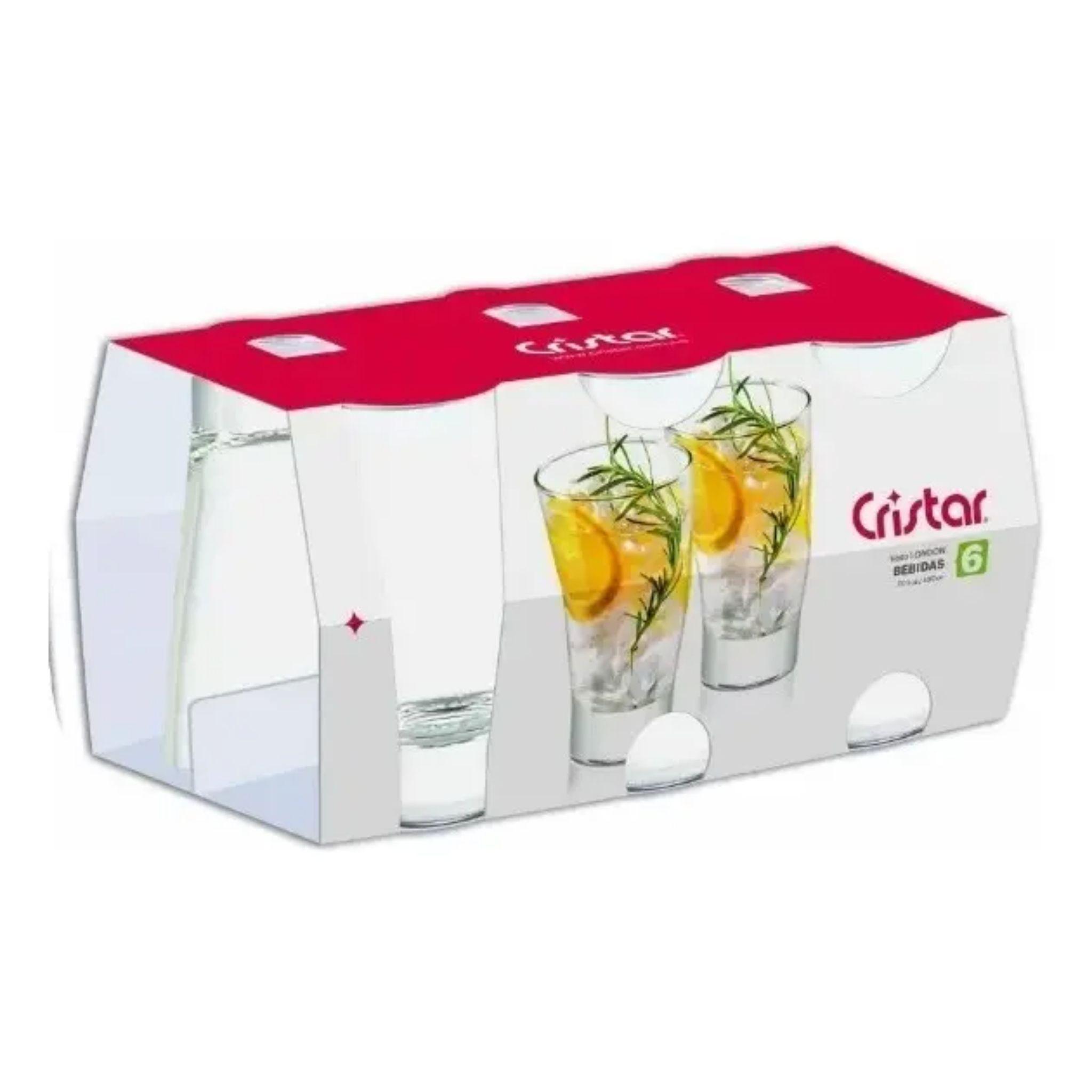 Set 6 Vasos Vidrio Cristar London 400ml Transparente Apto Lavavajillas-2
